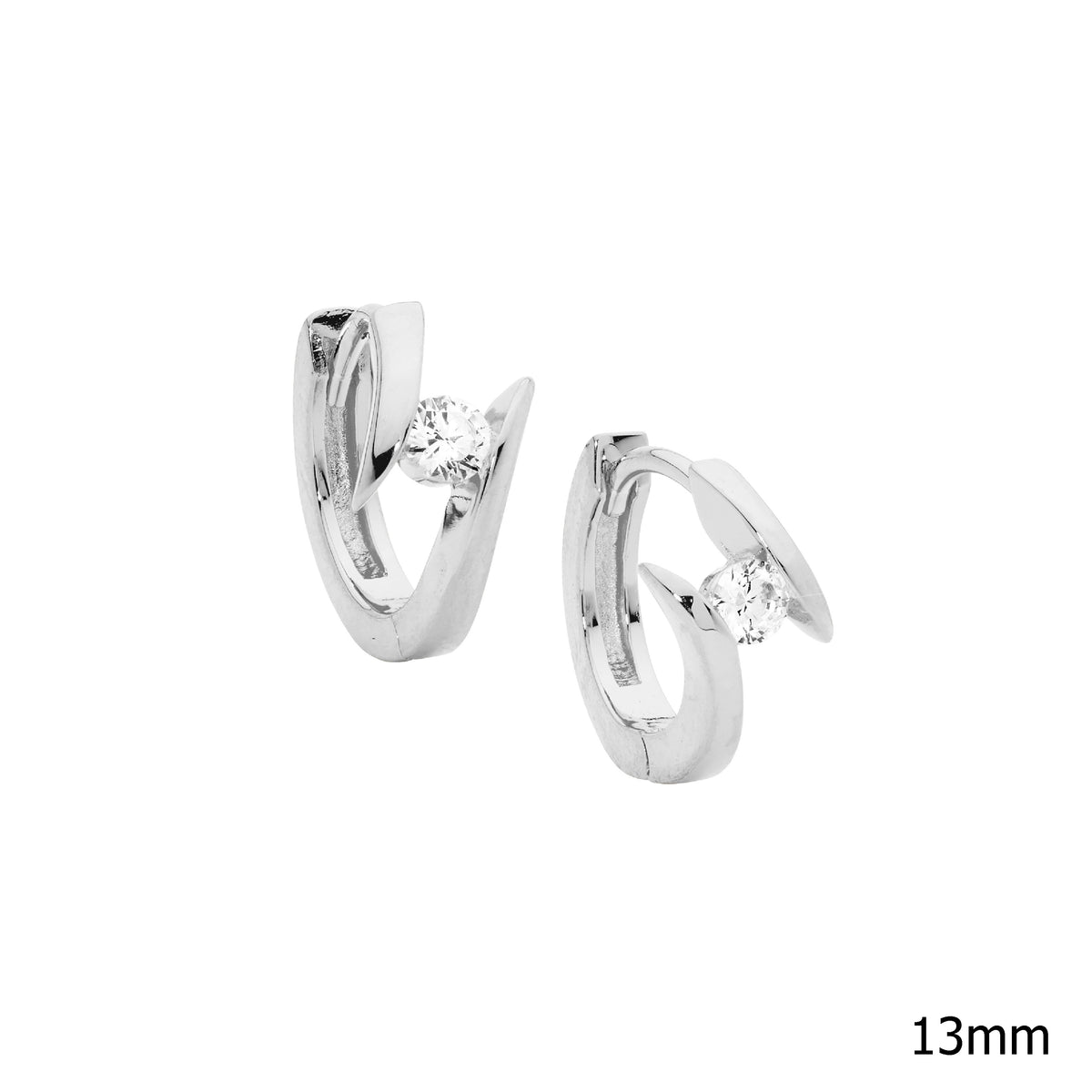 Sterling Silver Cubic Zirconia Huggie Earrings