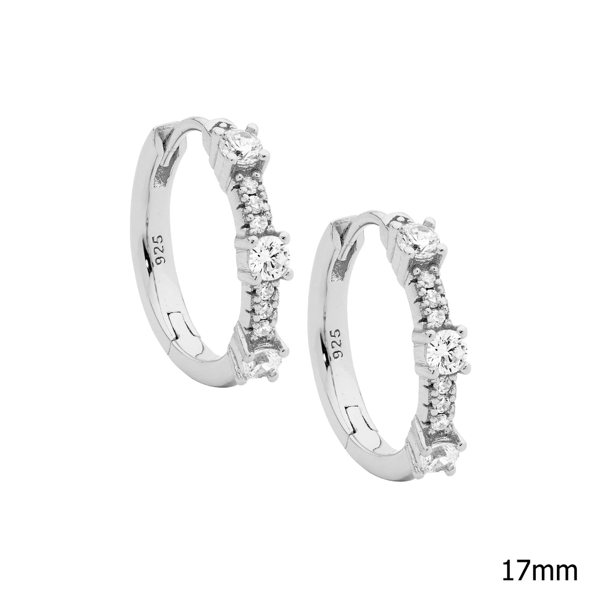Sterling Silver Cubic Zirconia Huggie Earrings
