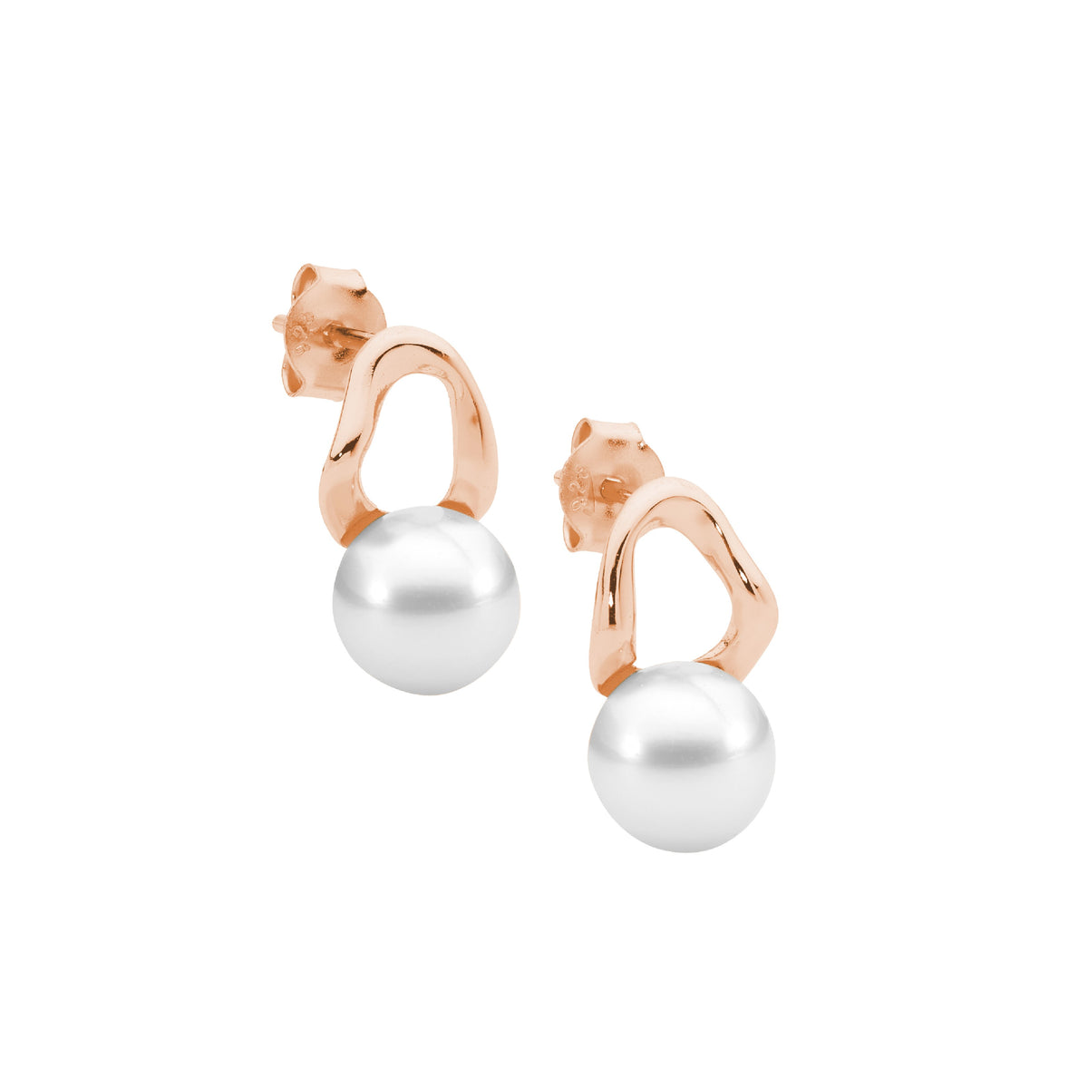Rose Gold Plated Sterling Silver Pearl Earrings