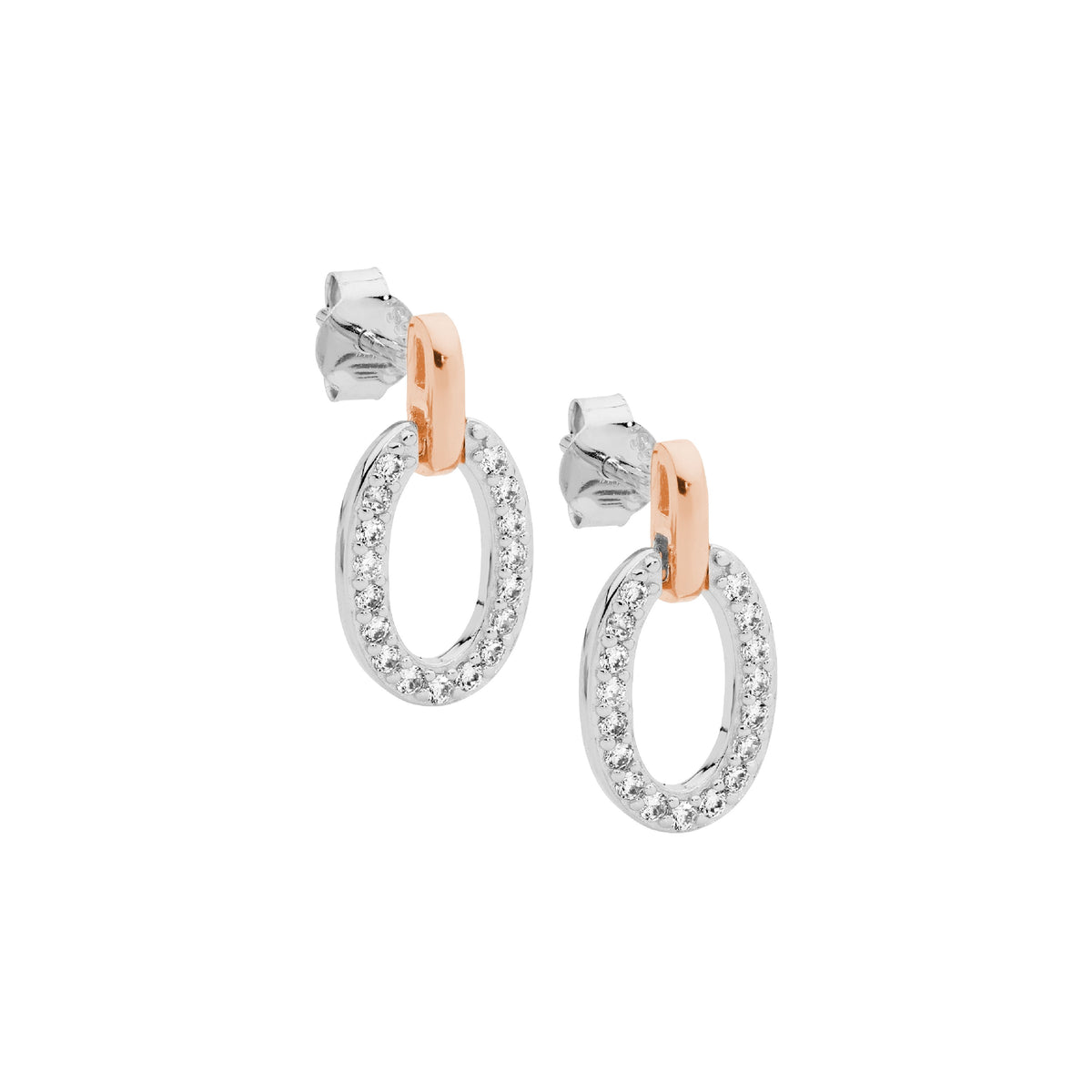 Rose Gold Plated Sterling Silver Cubic Zirconia Earrings