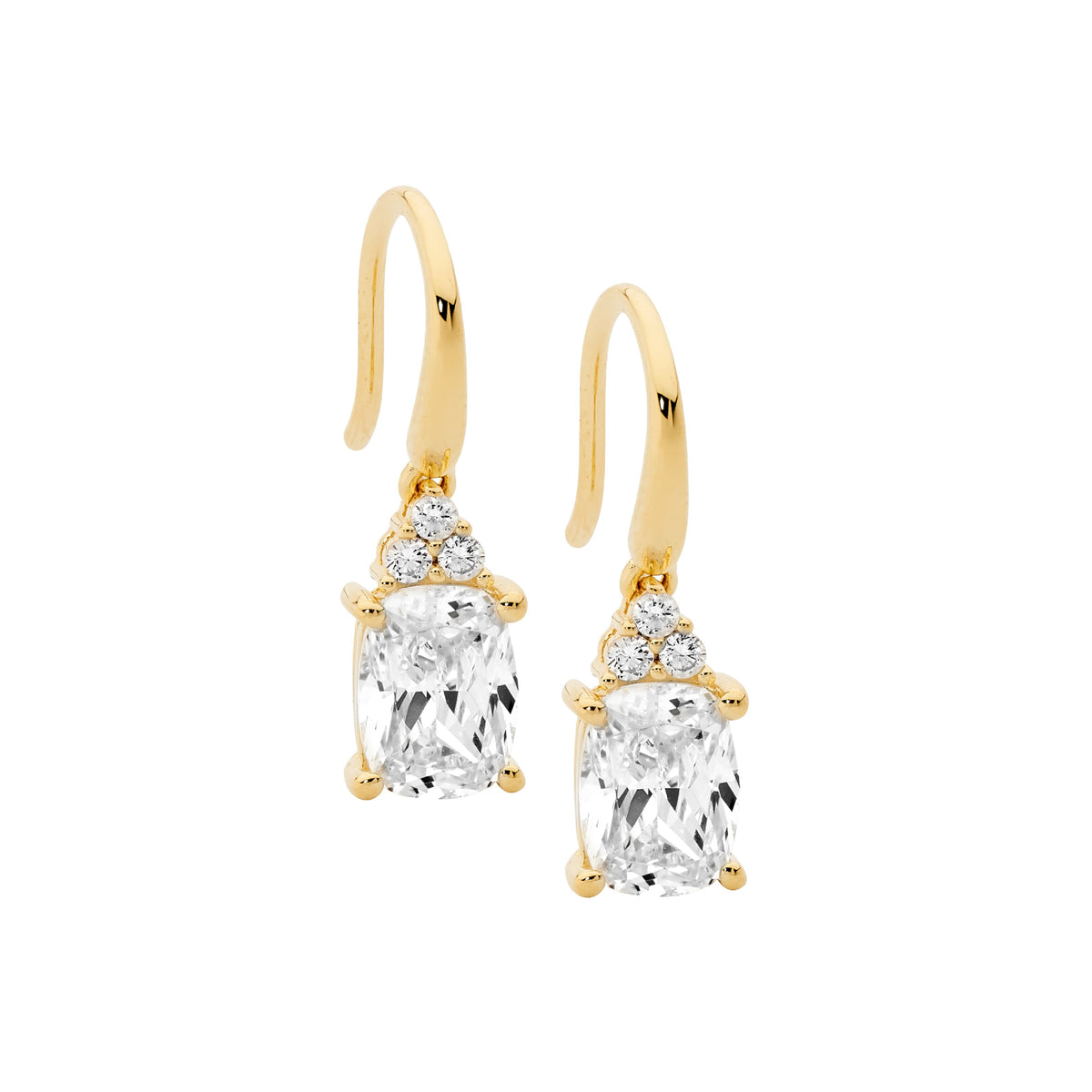 Gold Plated Sterling Silver Cubic Zirconia Drop Earrings