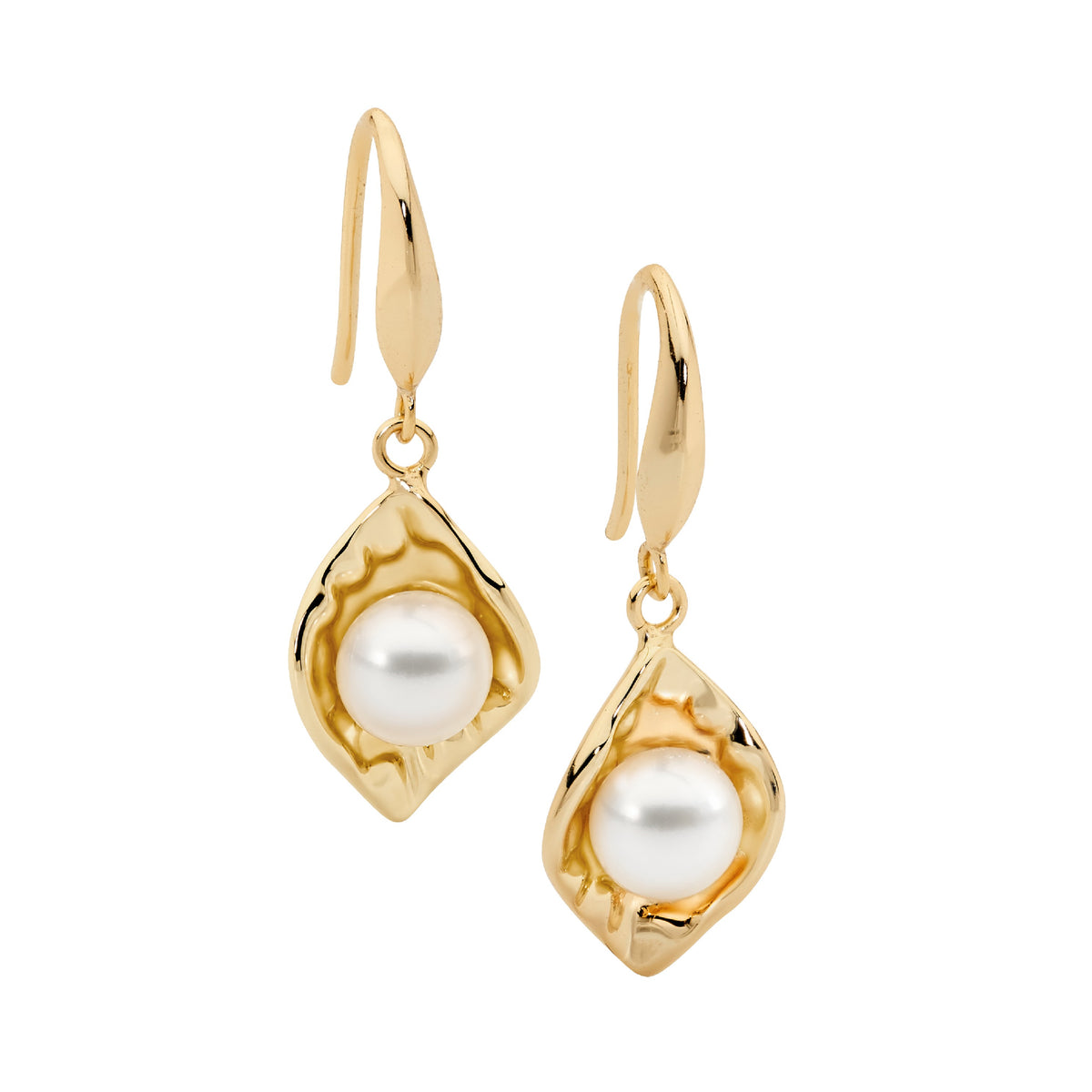Gold Plated Sterling Silver Pearl Drop Earrings