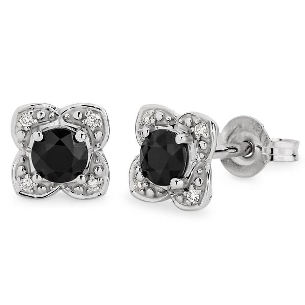 Sapphire & diamond flower shape earrings