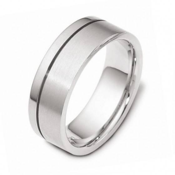 Gold centre groove satin finish men's wedding ring