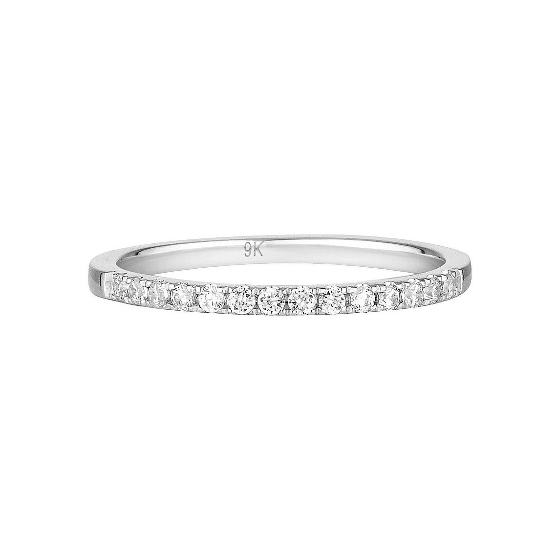 Round Brilliant Cut Wedding Band in 9ct White Gold