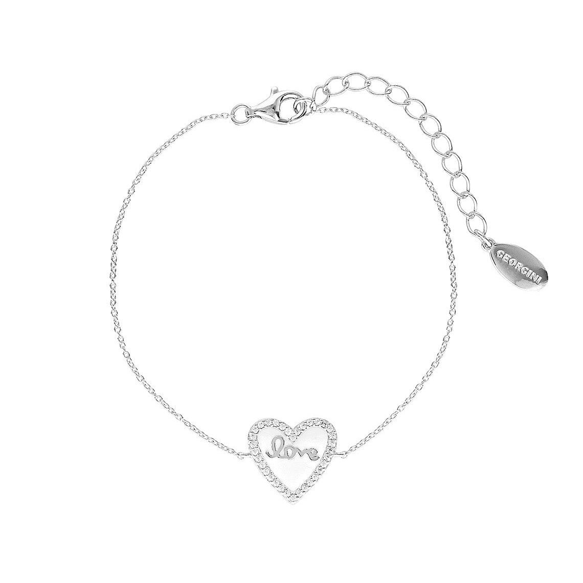 Reflection Enamel Love Heart Bracelet Silver