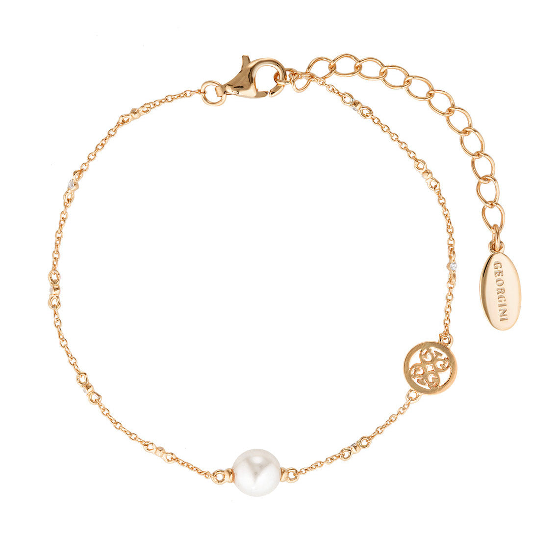 Red Carpet Globe Pearl Bracelet Rose Gold