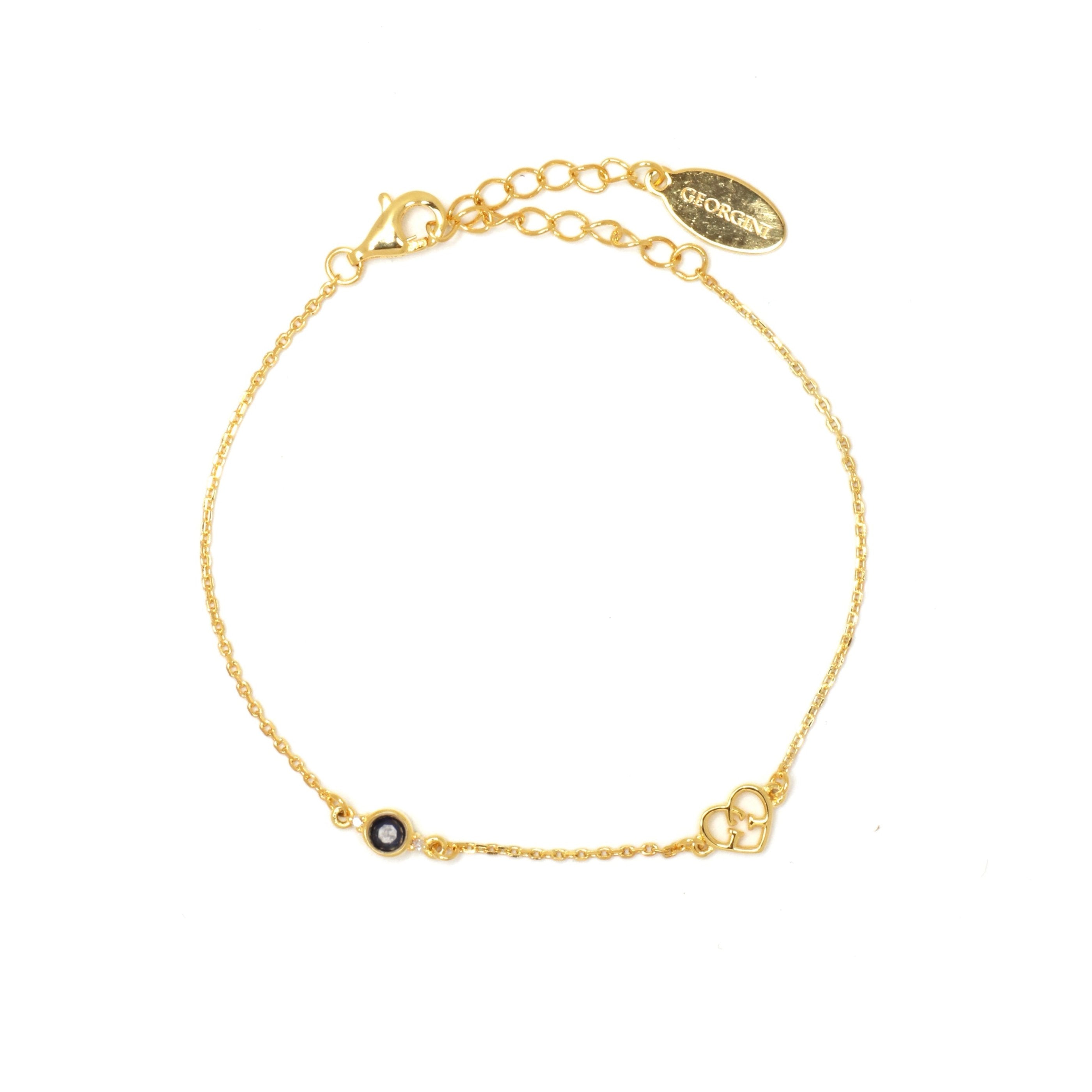 Diamonds by Georgini Natural Sapphire and Two Natural Diamond September Bracelet Gold