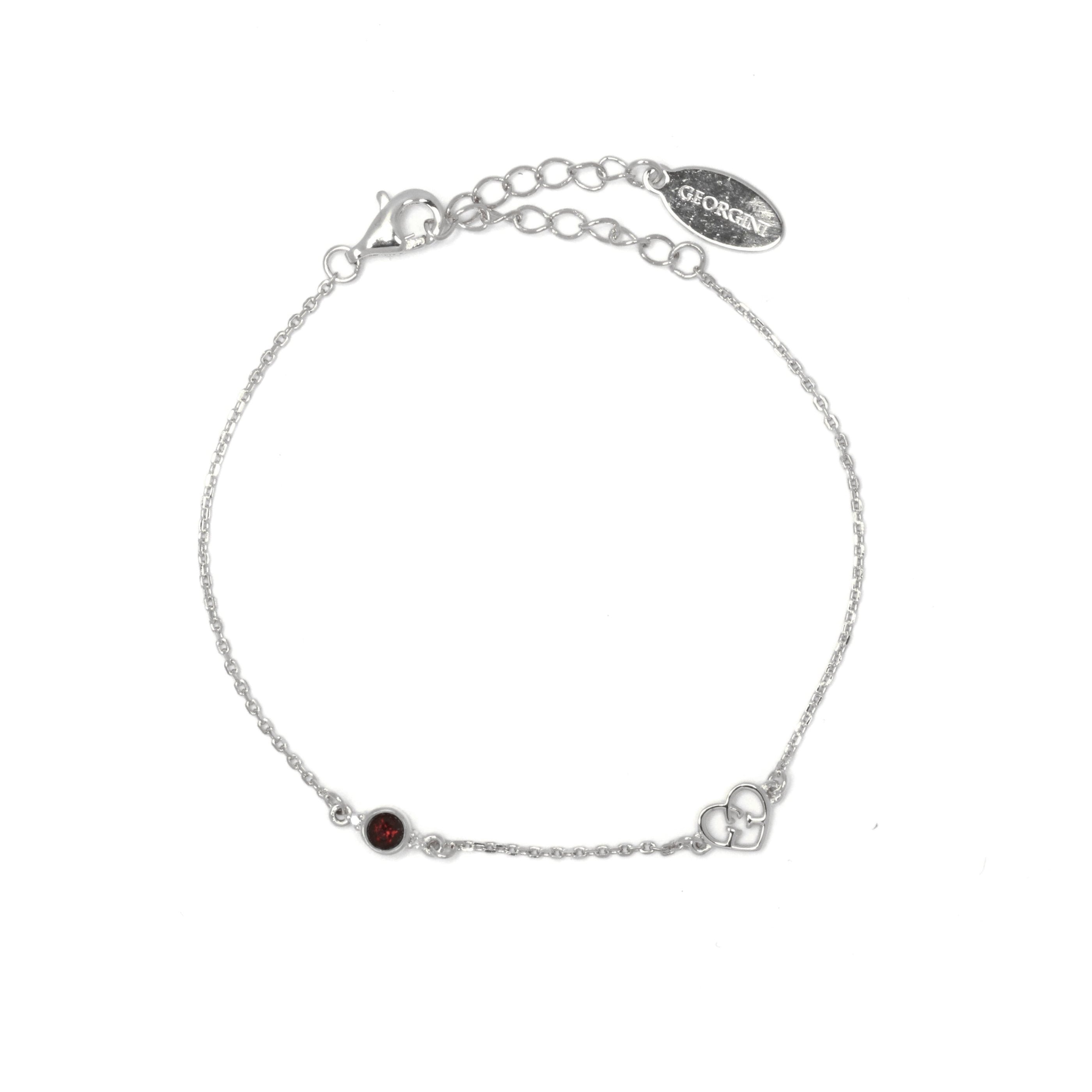 Diamonds by Georgini Natural Garnet and Two Natural Diamond January Bracelet Silver