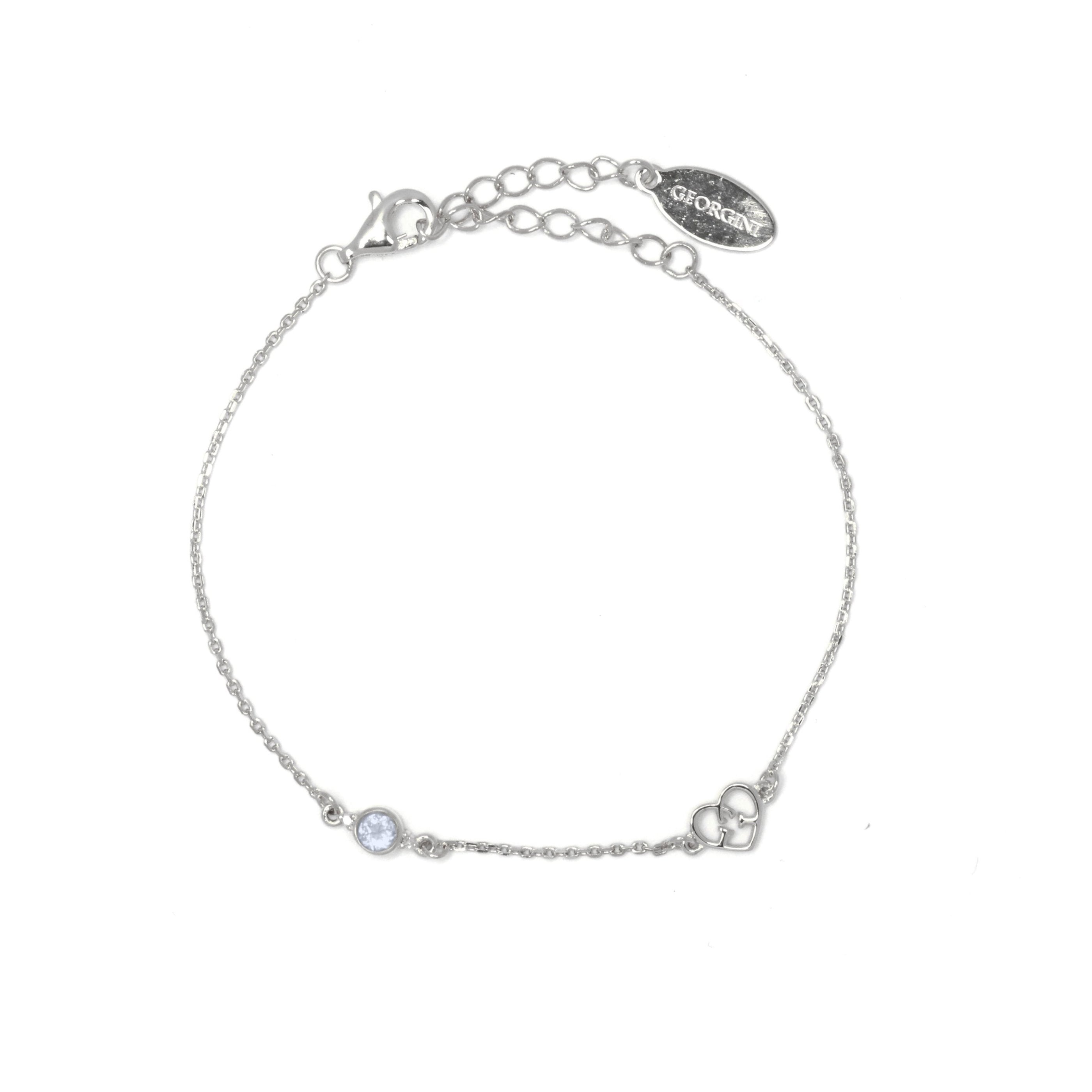 Diamonds by Georgini Natural Aquamarine and Two Natural Diamond March Bracelet Silver