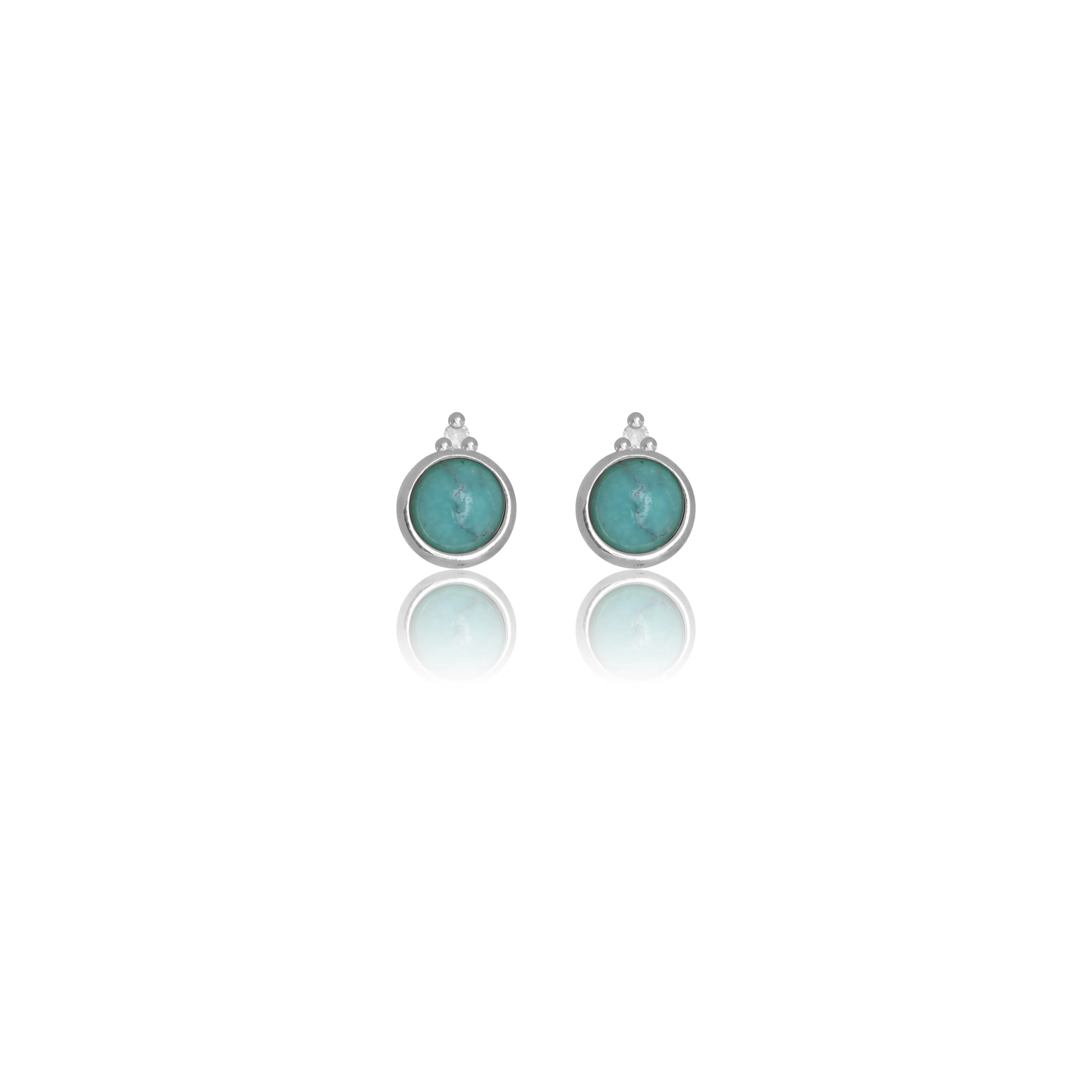 Diamonds by Georgini Natural Turquoise and Two Natural Diamond December Earrings Silver