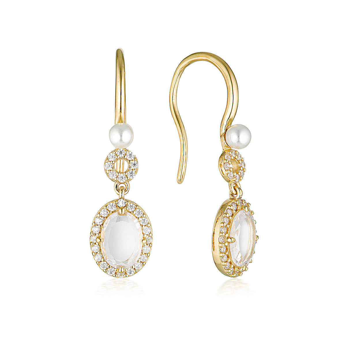 Noel Nights Sliced Stone Pearl Drop Earrings Gold