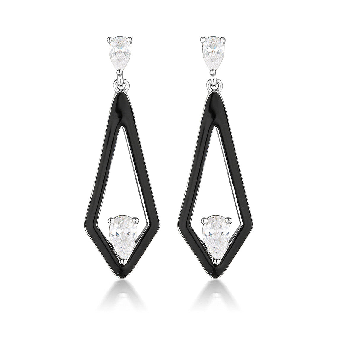 Reflection Evoke Earrings Silver & Black Enamel