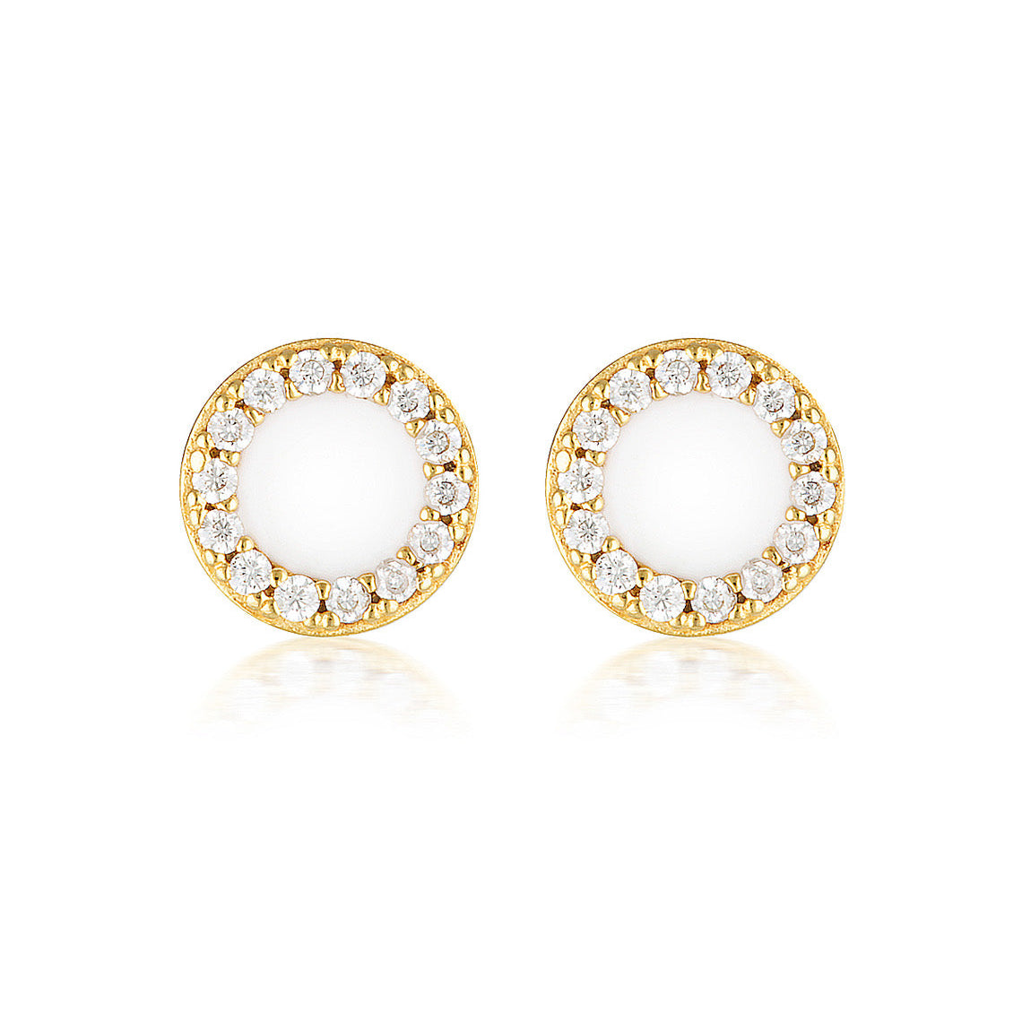 Reflection Enamel Stud Earrings Gold & White