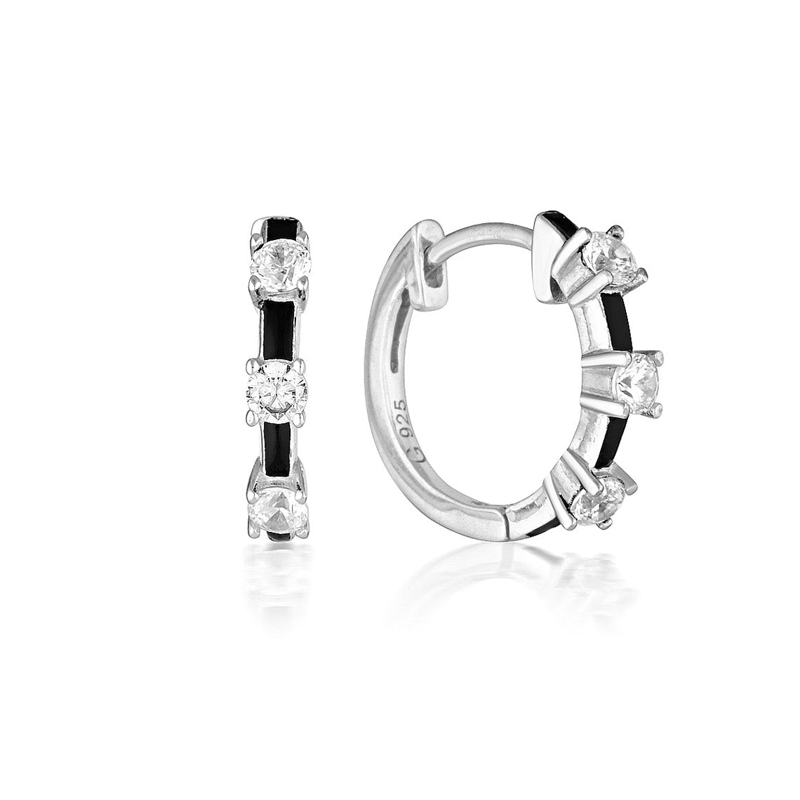Reflection Enamel Hoop Earrings Silver