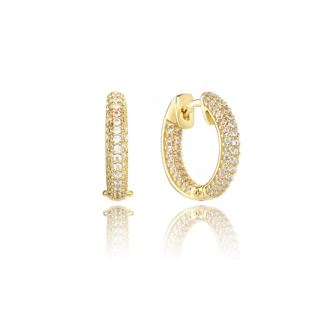 Goddess Pave Hoops Gold