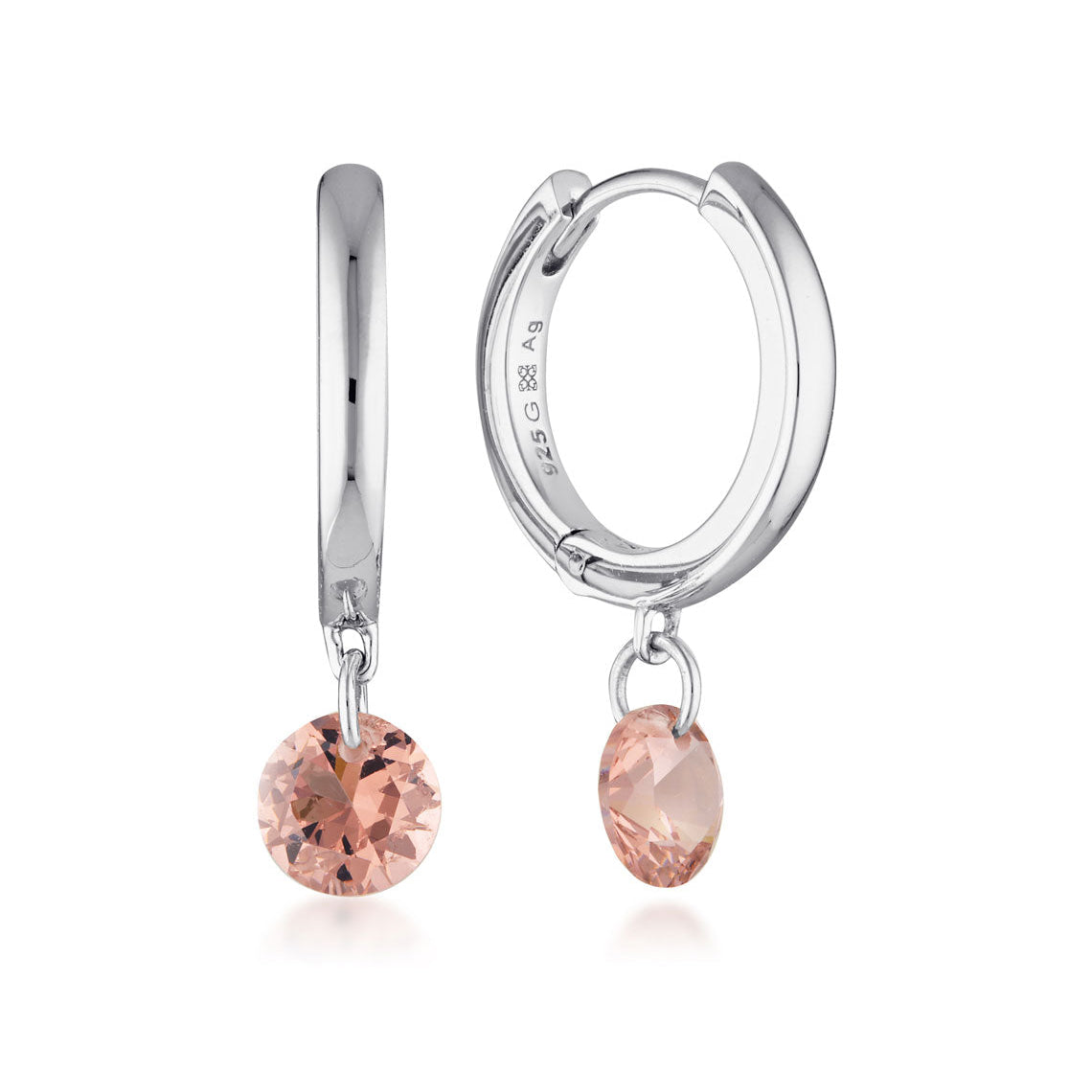 Georgini Mirage Alice Morganite Droplet Earrings Silver