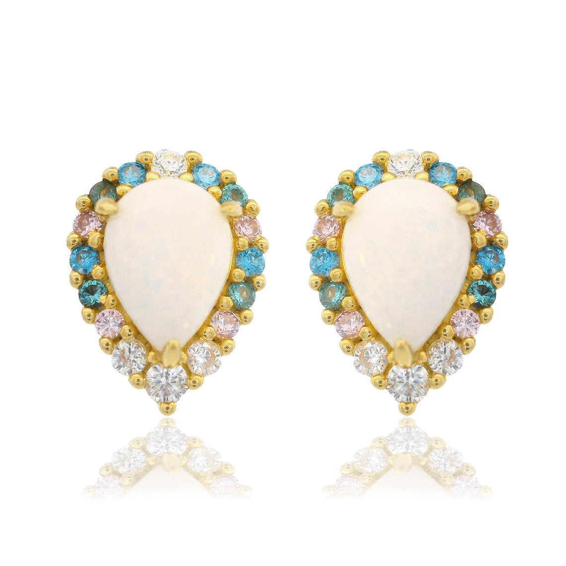Georgini Wisteria Created Opal Floribunda Stud Earrings Gold