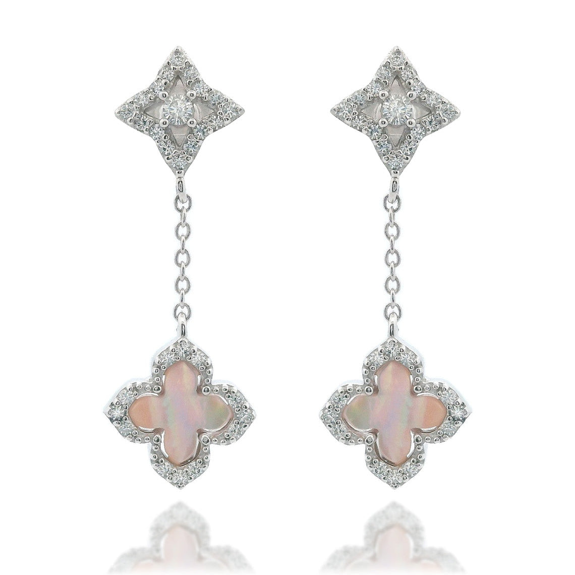 Georgini Sydney Soiree Fairwater Mother of Pearl Drop Earrings Silver