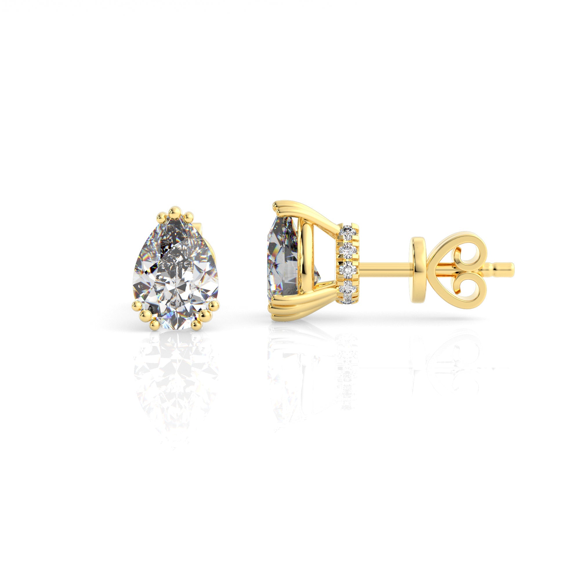 Georgini Elegant Essentials 7mm Pear Cut Hidden Halo Stud Gold