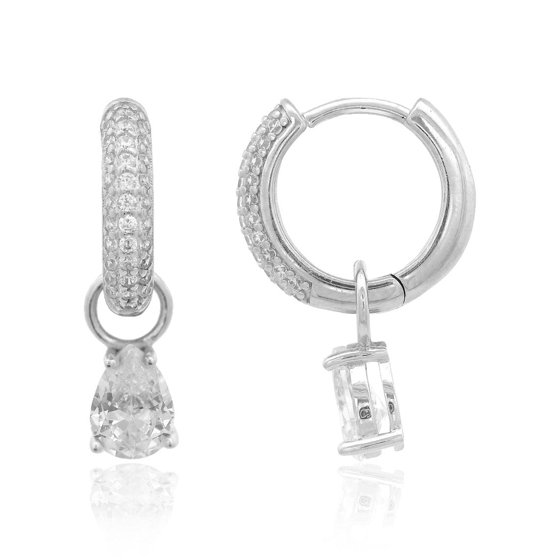 Georgini Wisteria Duo Pear Earrings Silver