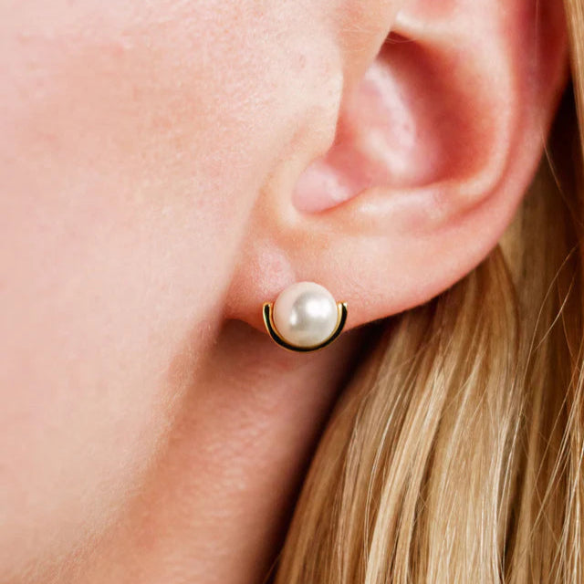 Adagio Crescent Nine-2-Five Pearl Crescent Earrings Gold