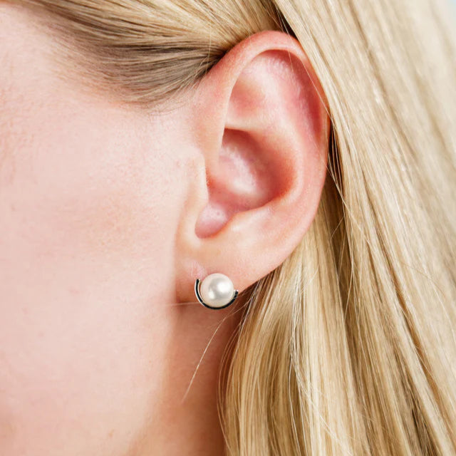 Adagio Crescent Nine-2-Five Pearl Crescent Earrings Silver