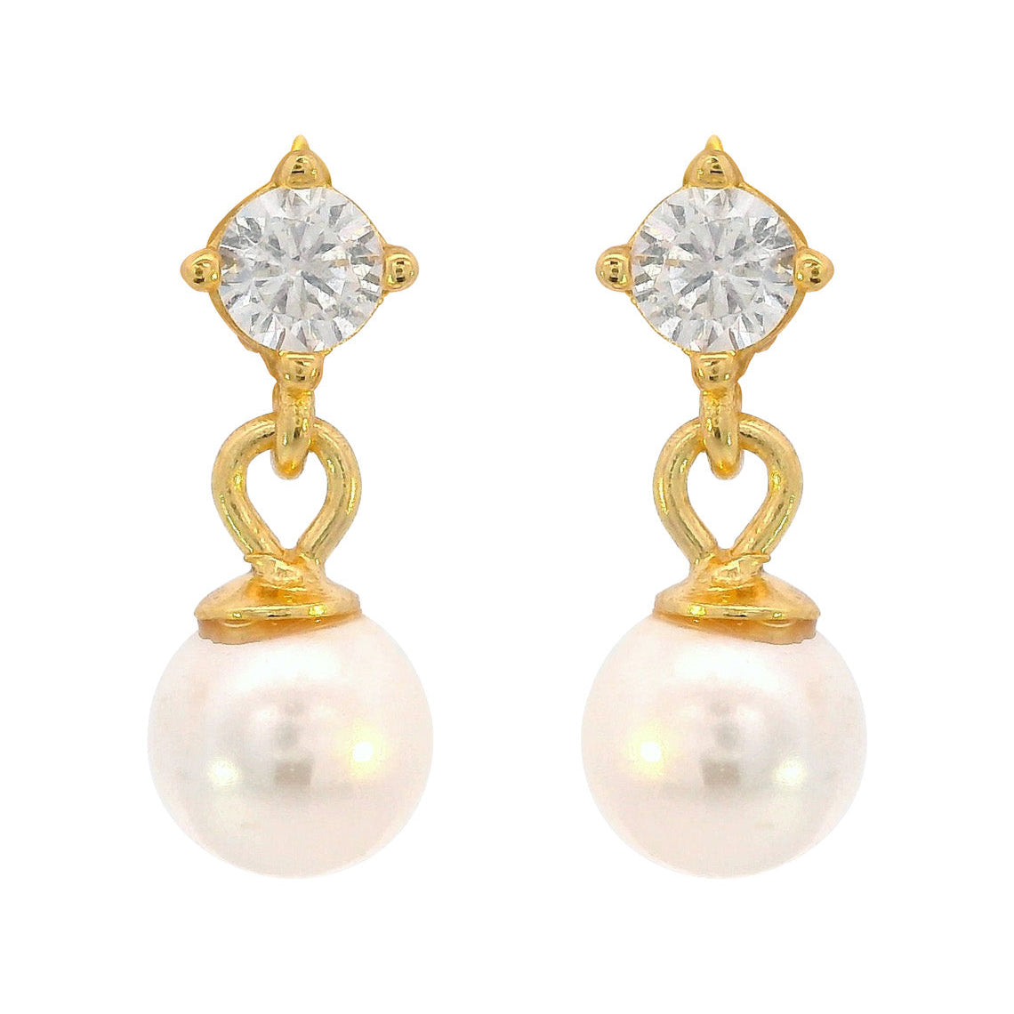Adagio Touch Of Sparkle Dangle Drop Pearl Earrings Gold