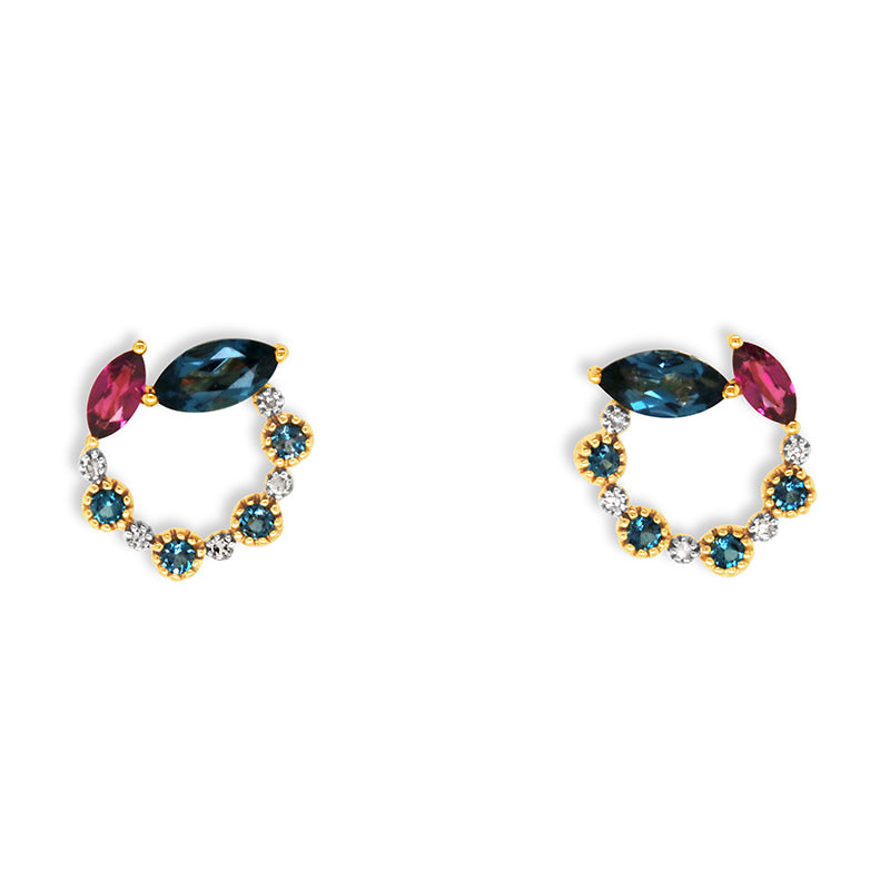 9ct Yellow Gold Mulit-Gemstone Earrings
