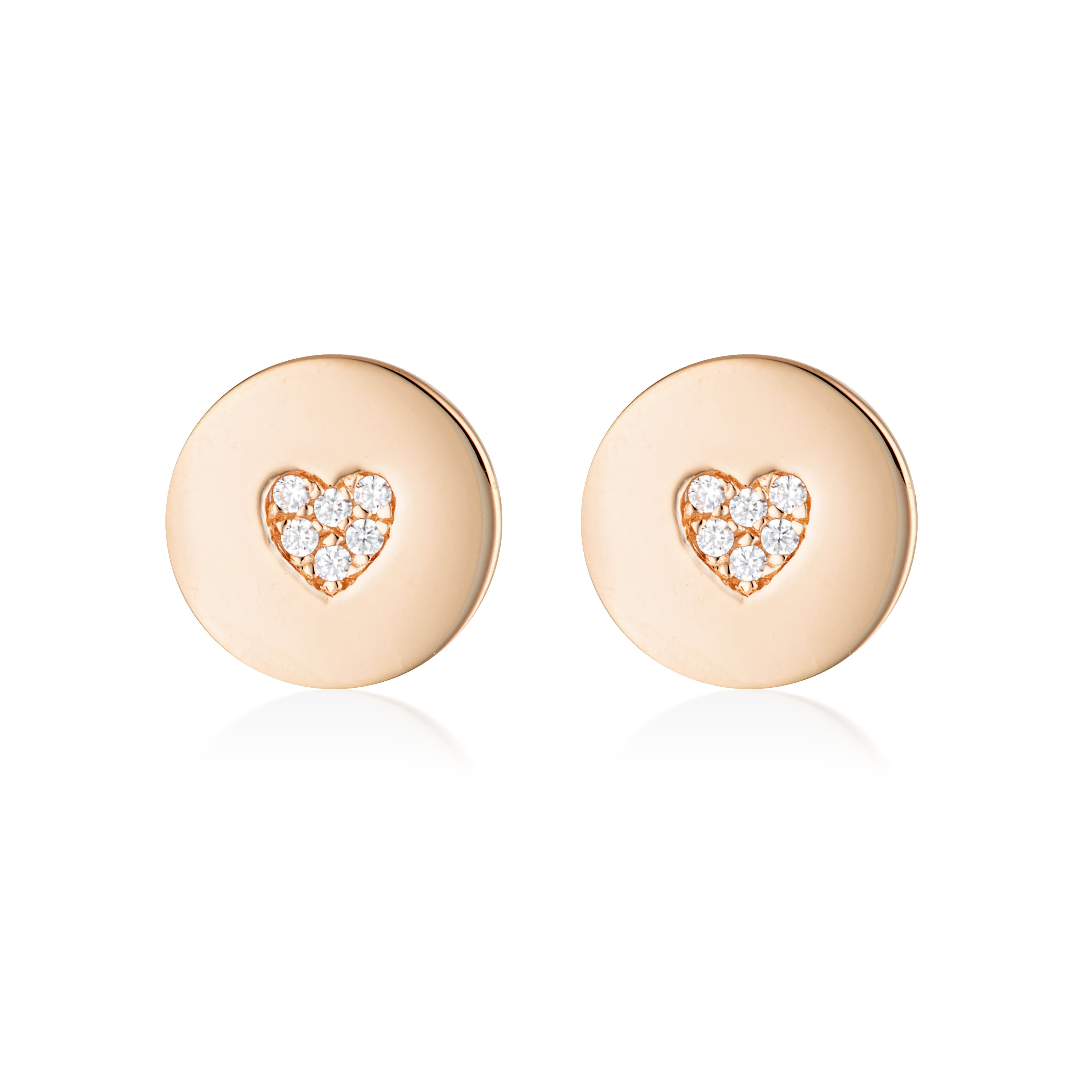 Rock Star Heart Disc Rose Gold Earrings