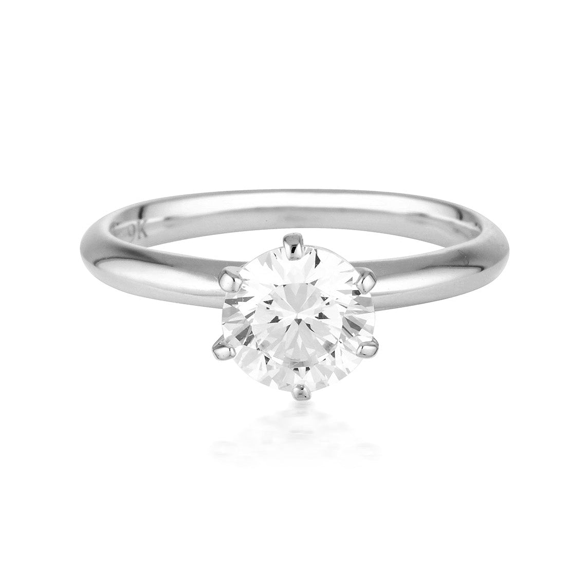 Round Brilliant Cut 1.25ctw Moissanite Solitaire with Knife Edge Band in 9ct White Gold