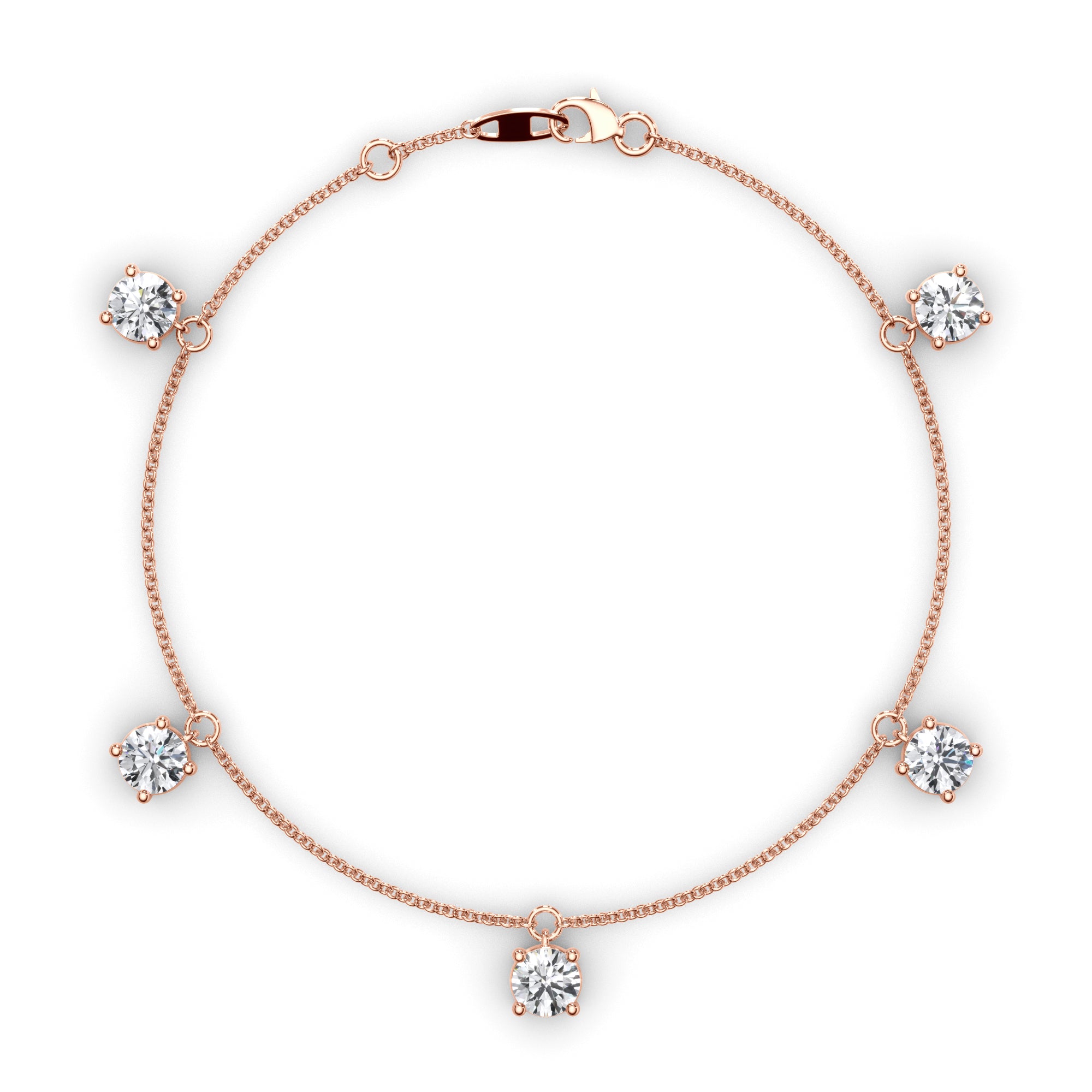 Floating Round Brilliant Cut Natural Mined Diamond Bracelet