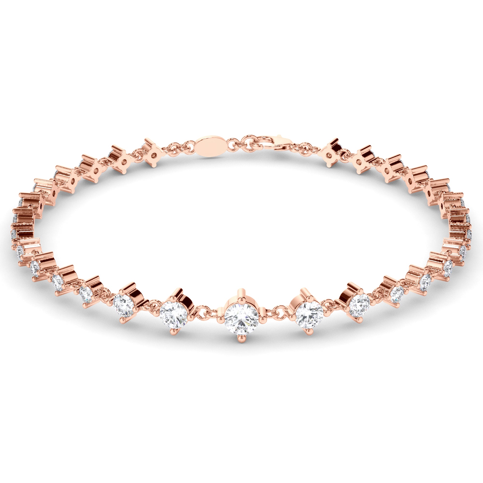 Round Brilliant Cut Natural Mined Diamond Tennis Bracelet