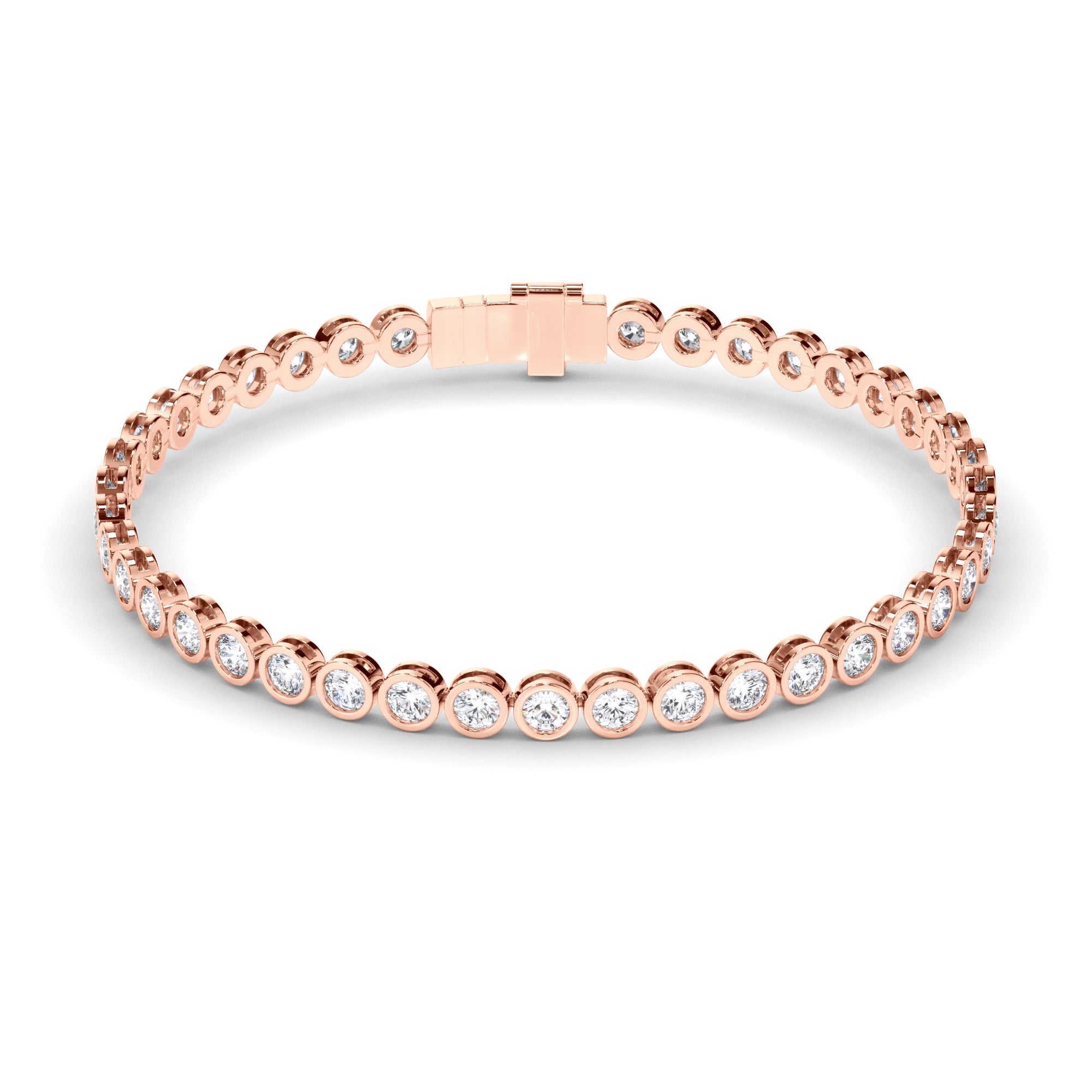 Round Brilliant Cut Natural Mined Diamond Bezel Set Tennis Bracelet