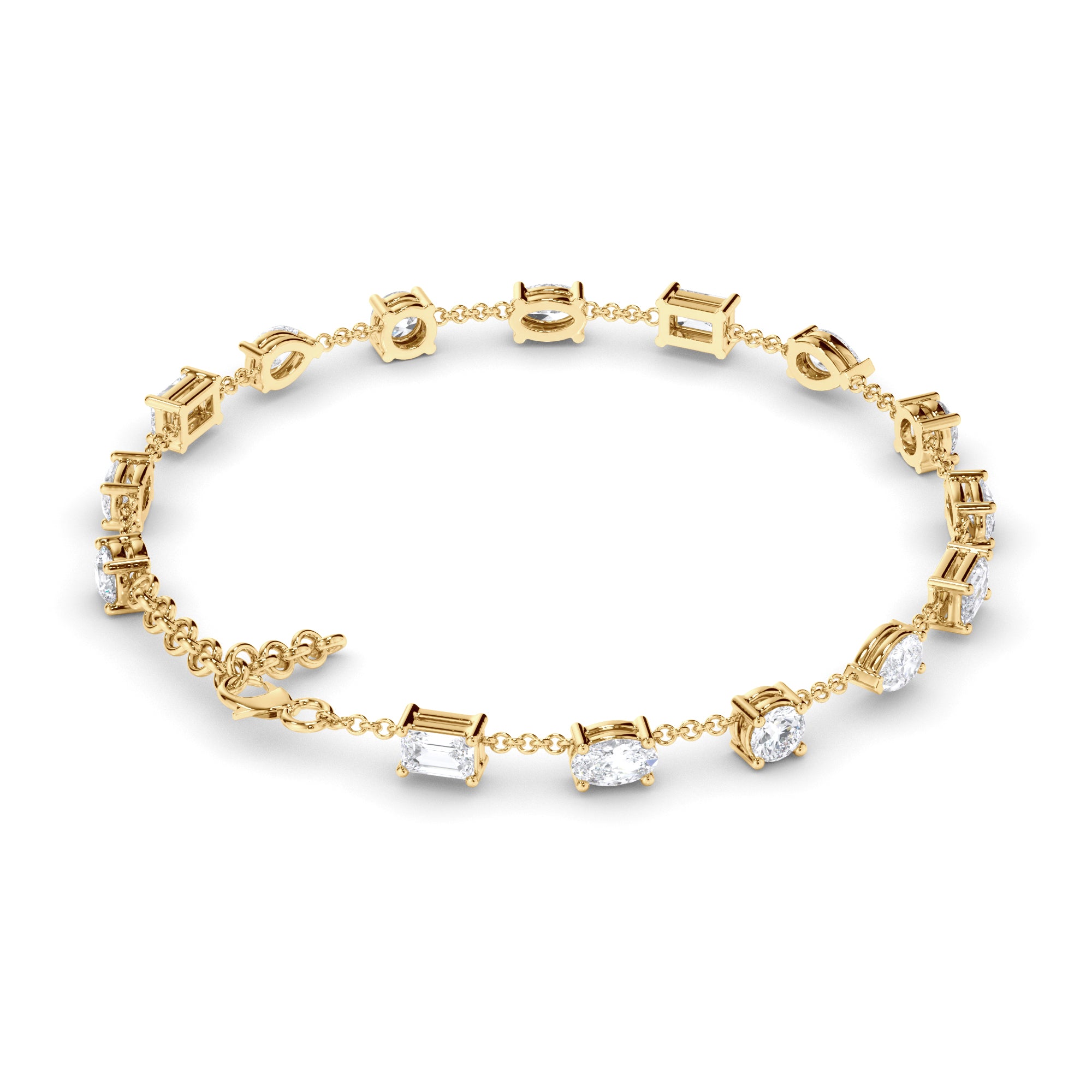 Multi-Shape Natural Mined Diamond Tennis Bracelet