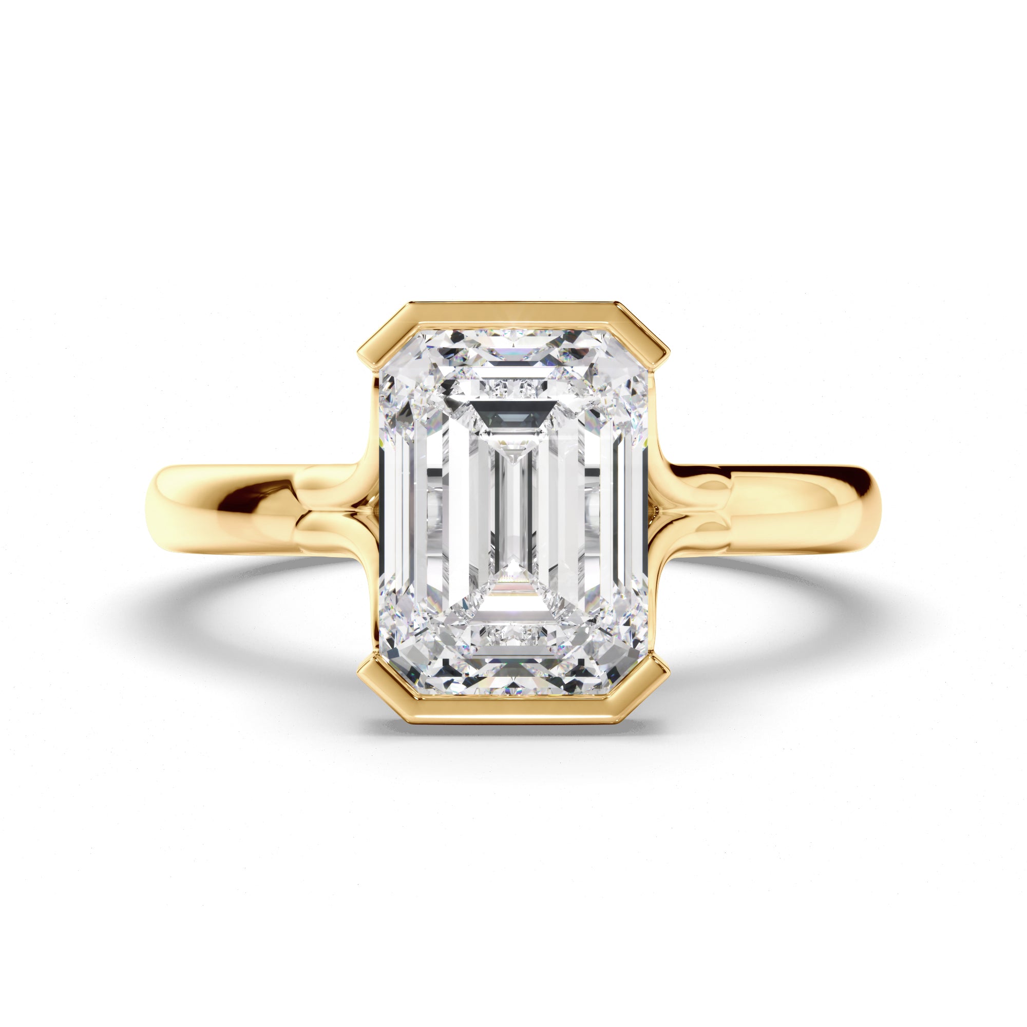 Emerald Cut Diamond Half-Bezel Set Engagement Ring
