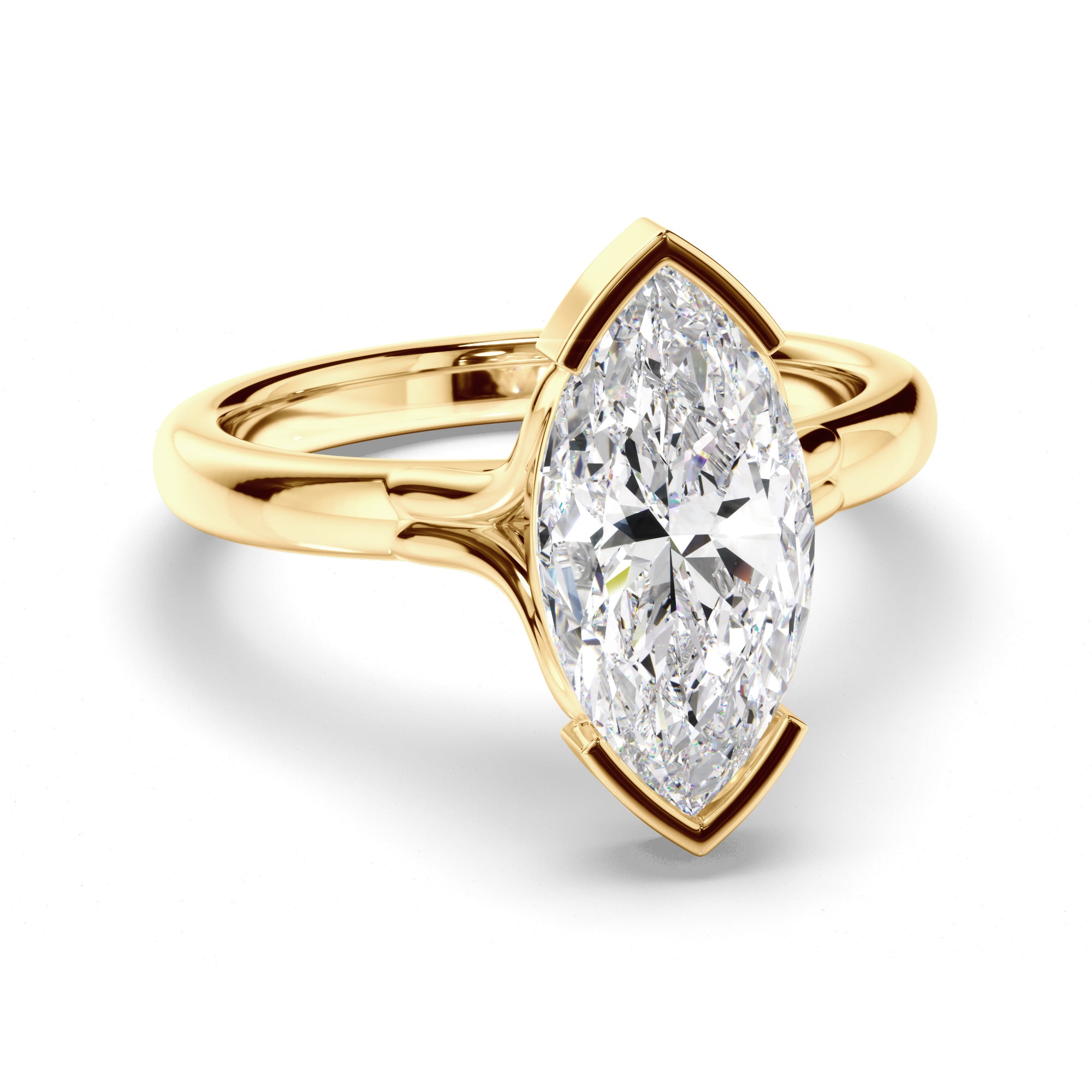 Marquise Cut Diamond Half-Bezel Set Engagement Ring