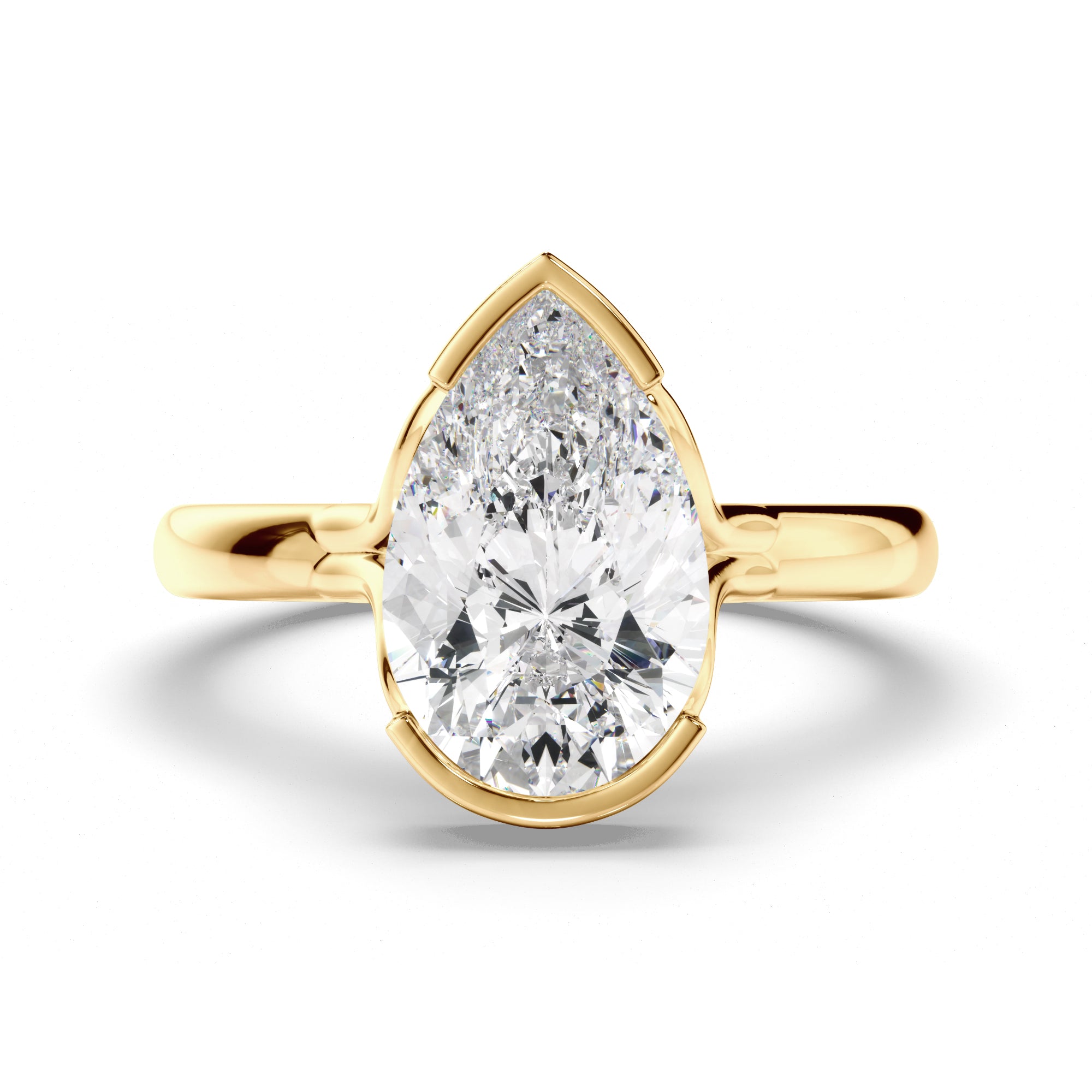 Pear Cut Diamond Half-Bezel Set Engagement Ring