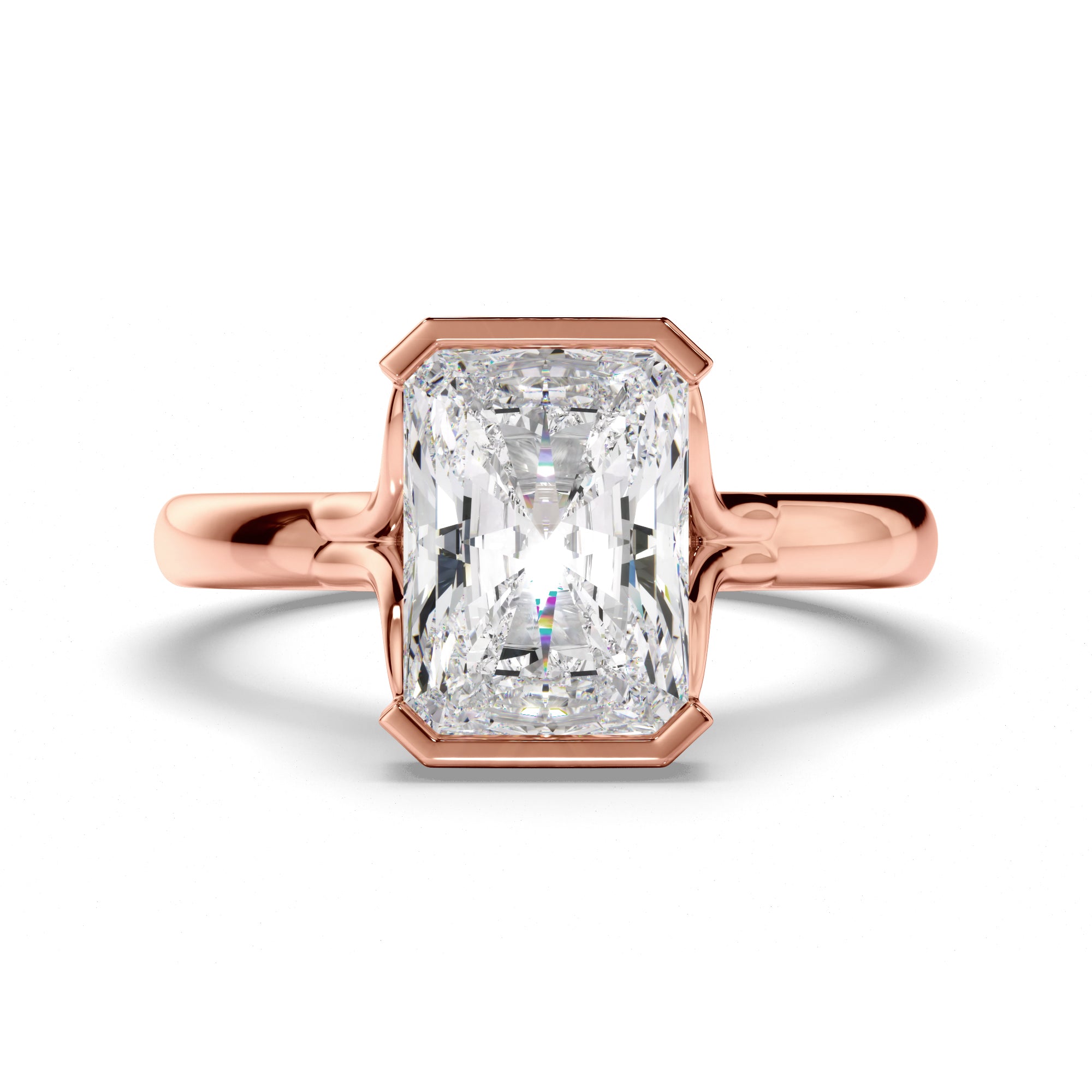 Radiant Cut Diamond Half-Bezel Set Engagement Ring