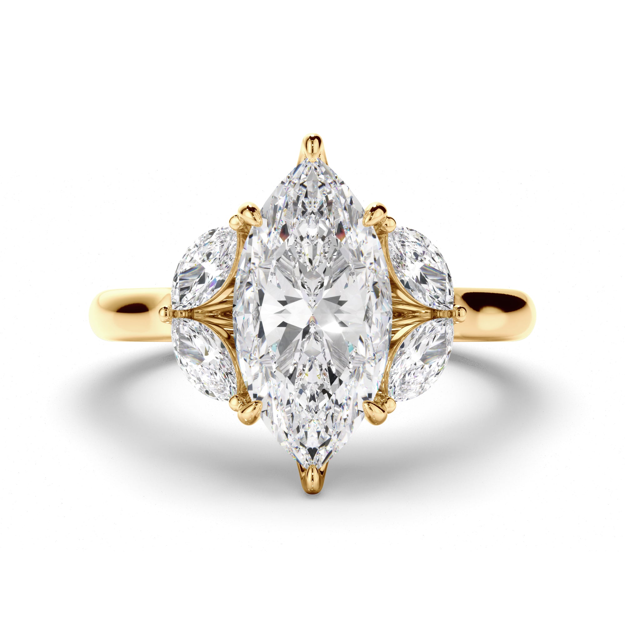 Marquise Cut Diamond Engagement Ring with Marquise Sides