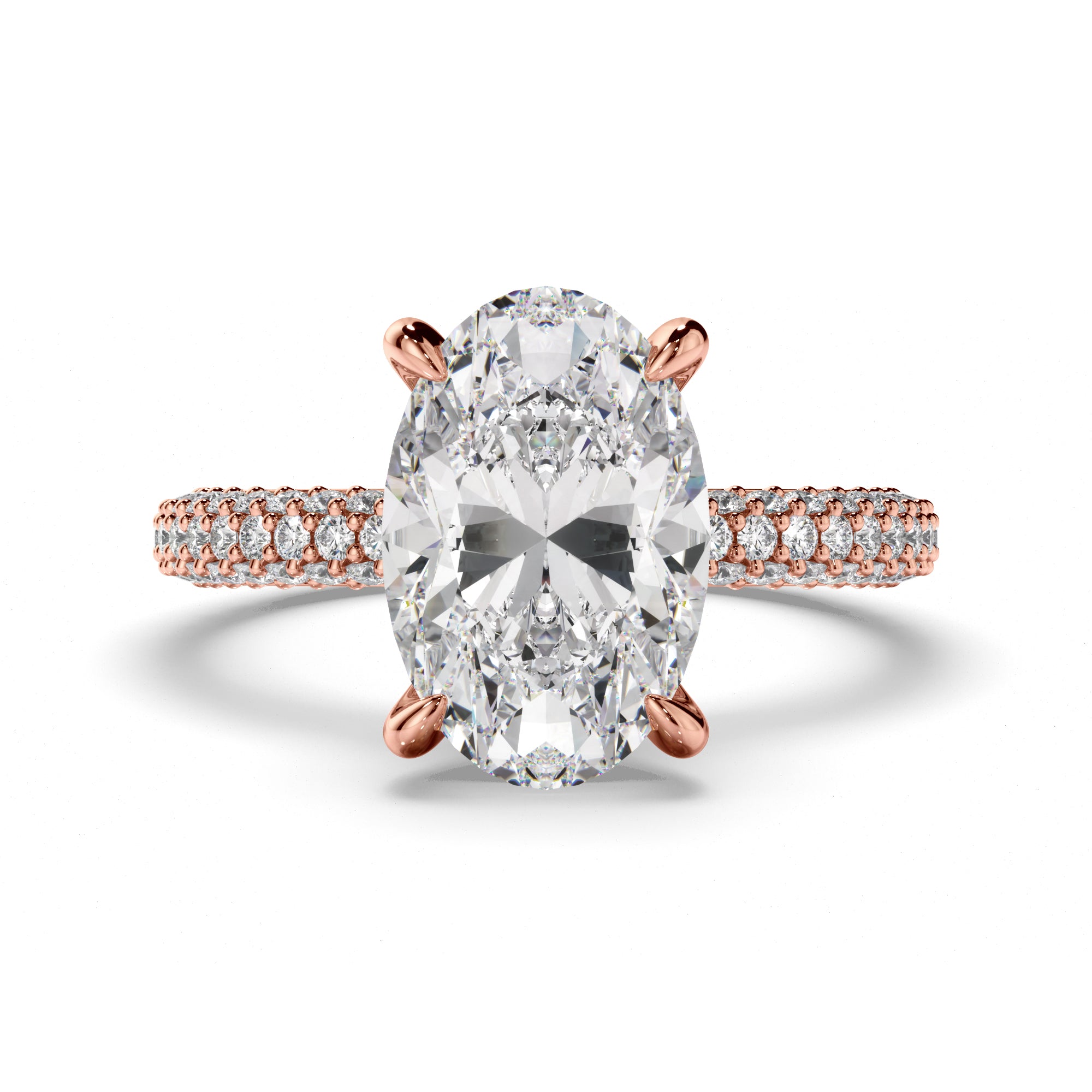 Oval Cut Diamond Engagement Ring with Diamond Sides