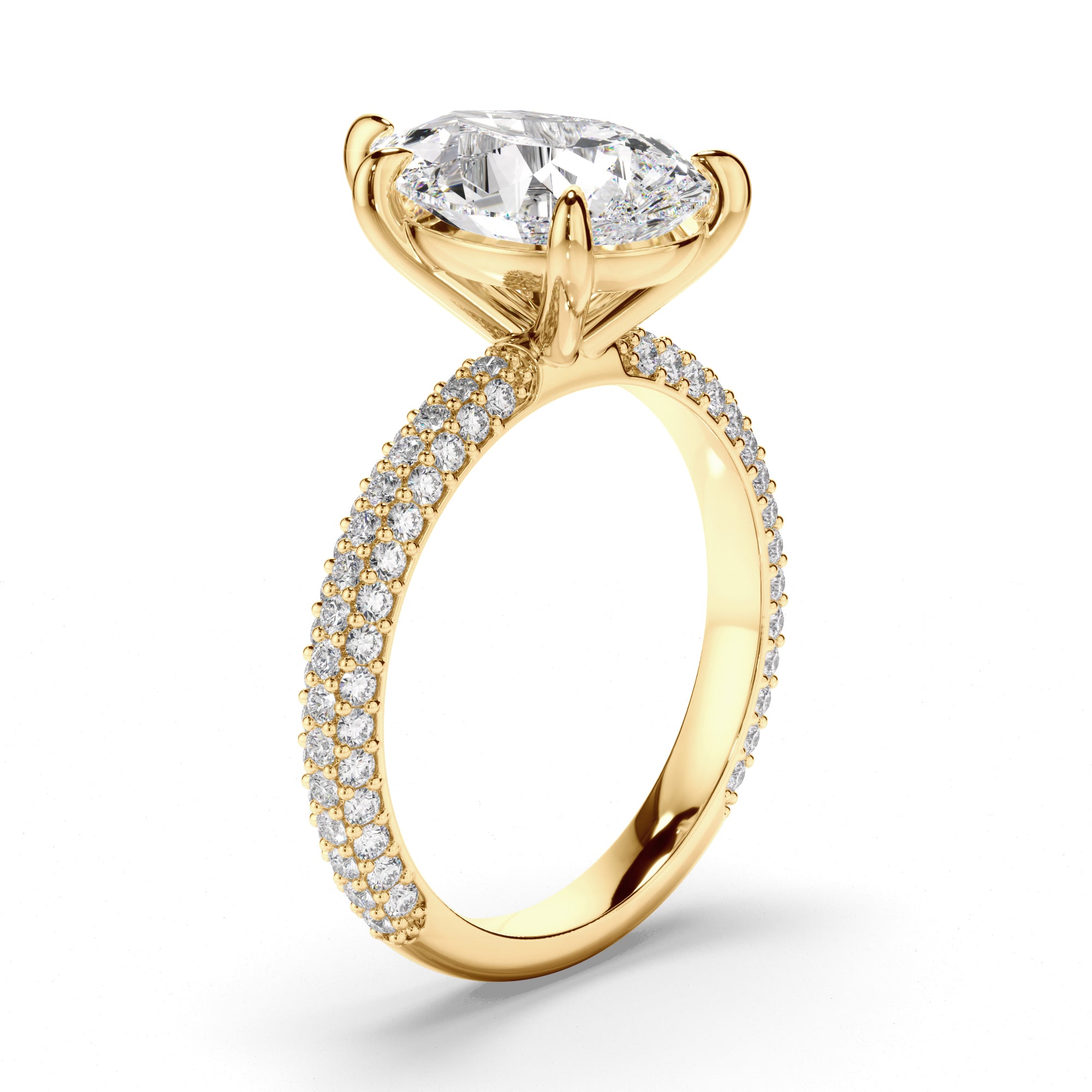 Pear Cut Diamond Engagement Ring with Diamond Sides