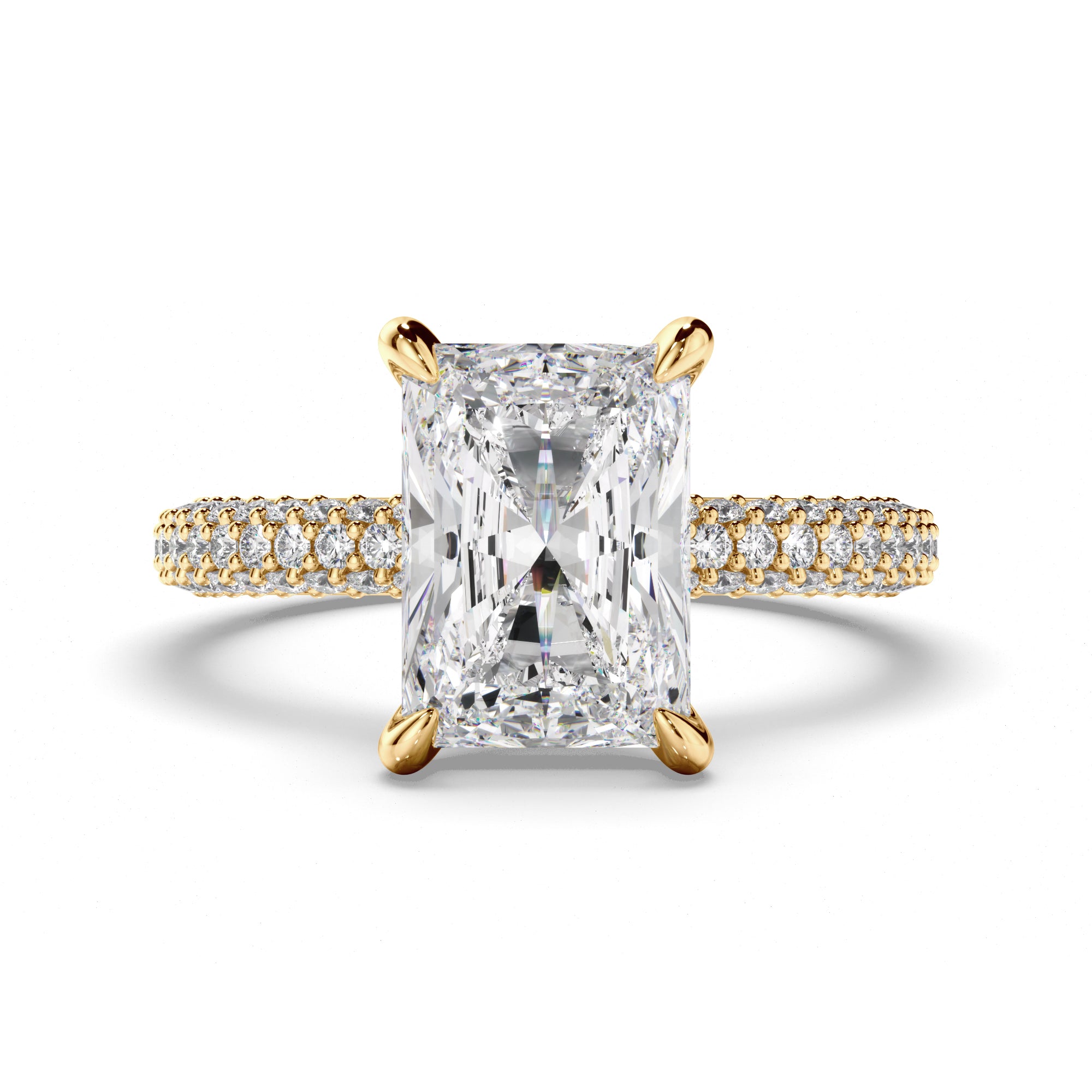 Radiant Cut Diamond Engagement Ring with Diamond Sides