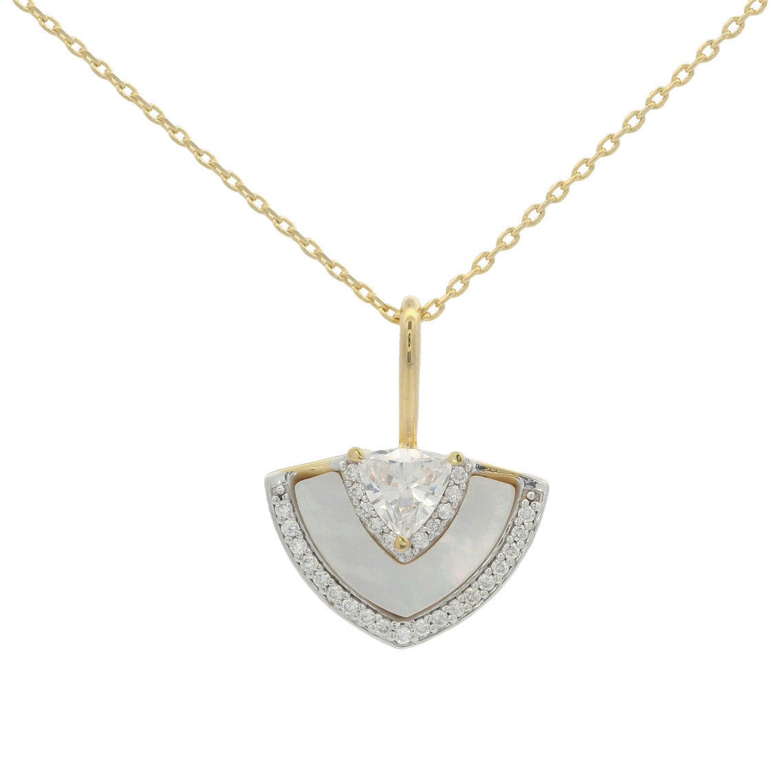 Chic Noel Mother Of Pearl Fan Pendant Gold