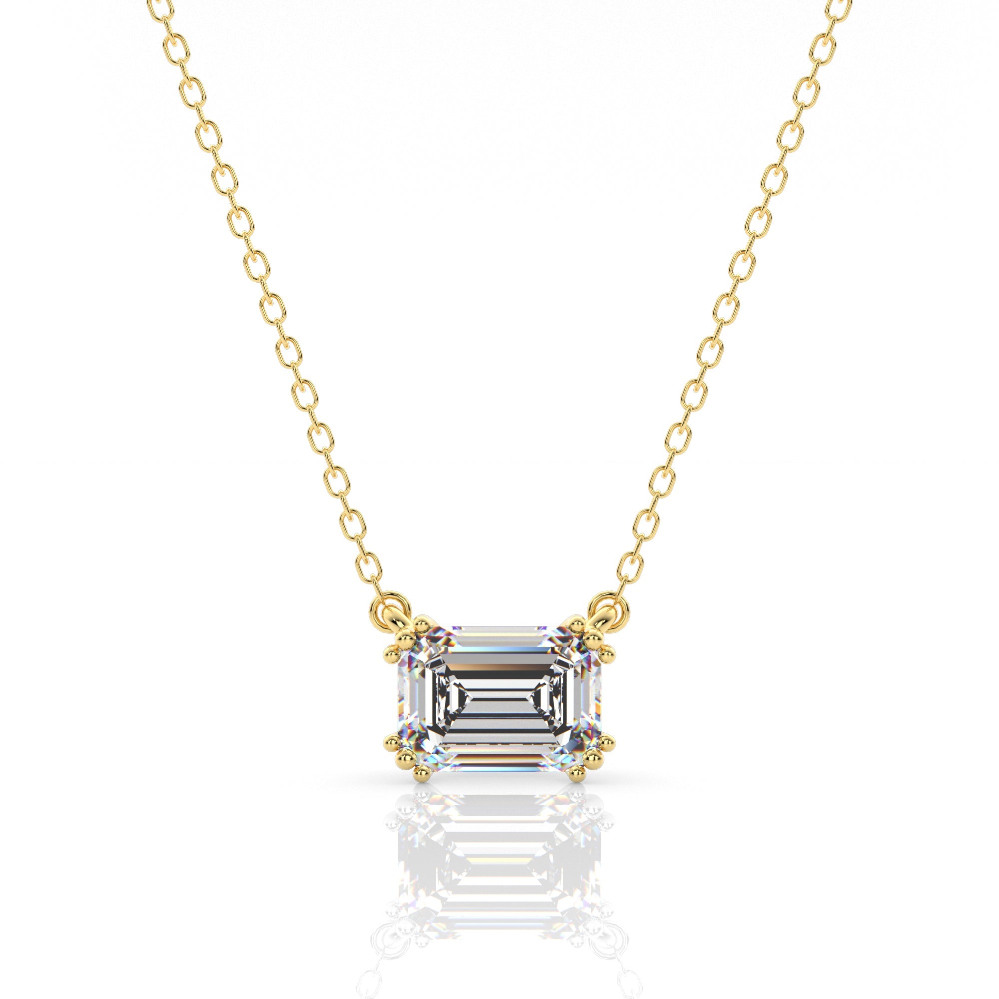 Georgini Elegant Essentials 7mm Emerald Cut Hidden Halo Pendant Gold
