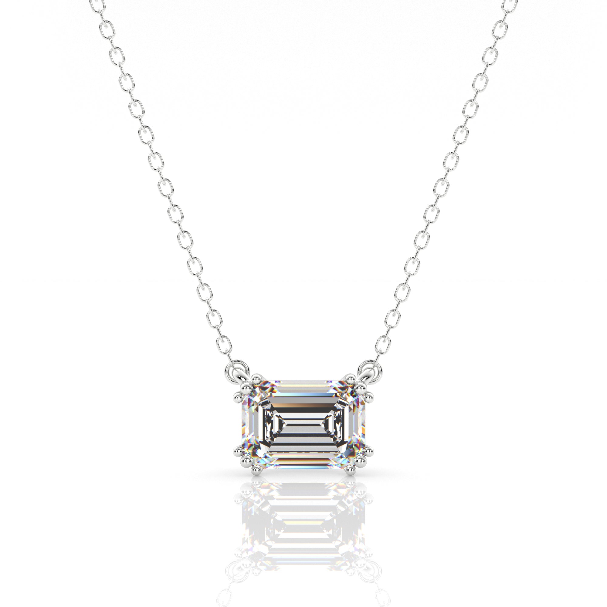Georgini Elegant Essentials 7mm Emerald Cut Hidden Halo Pendant Silver