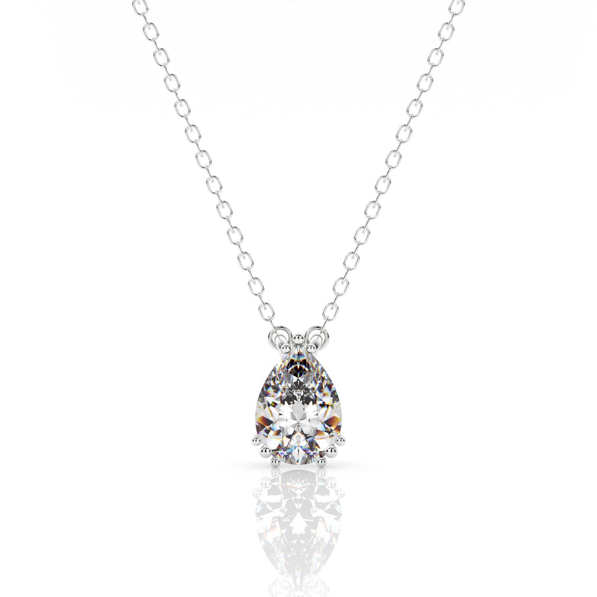 Georgini Elegant Essentials 7mm Pear Cut Hidden Halo Pendant Silver