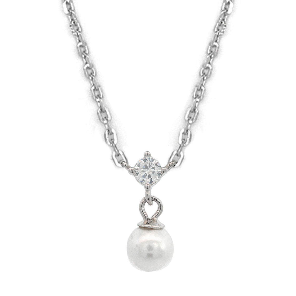 Adagio Touch Of Sparkle Pearl Necklace Silver
