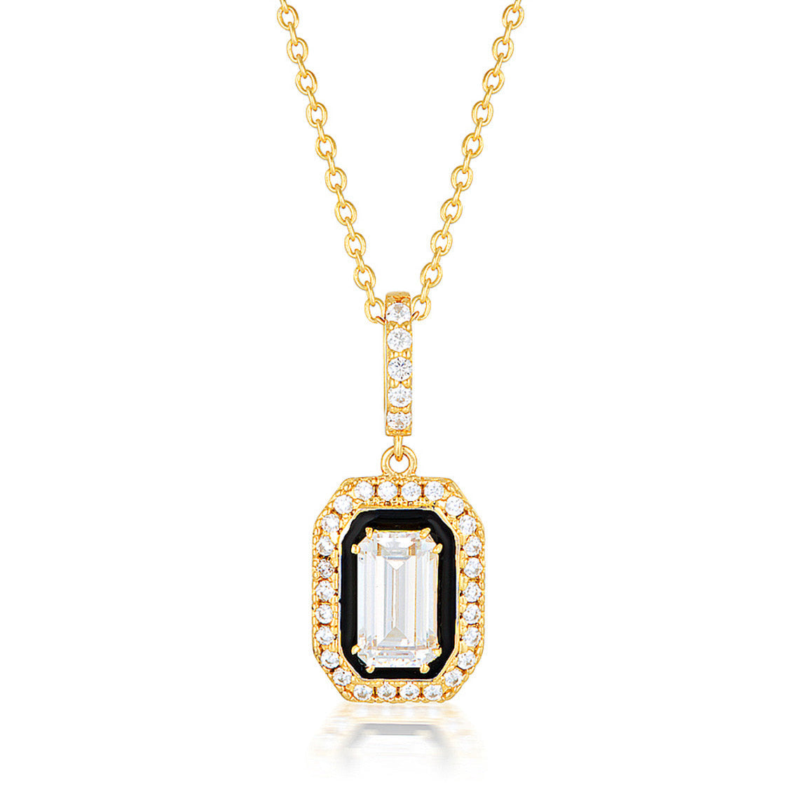 Reflection Retrospect Pendant Gold & Black Enamel