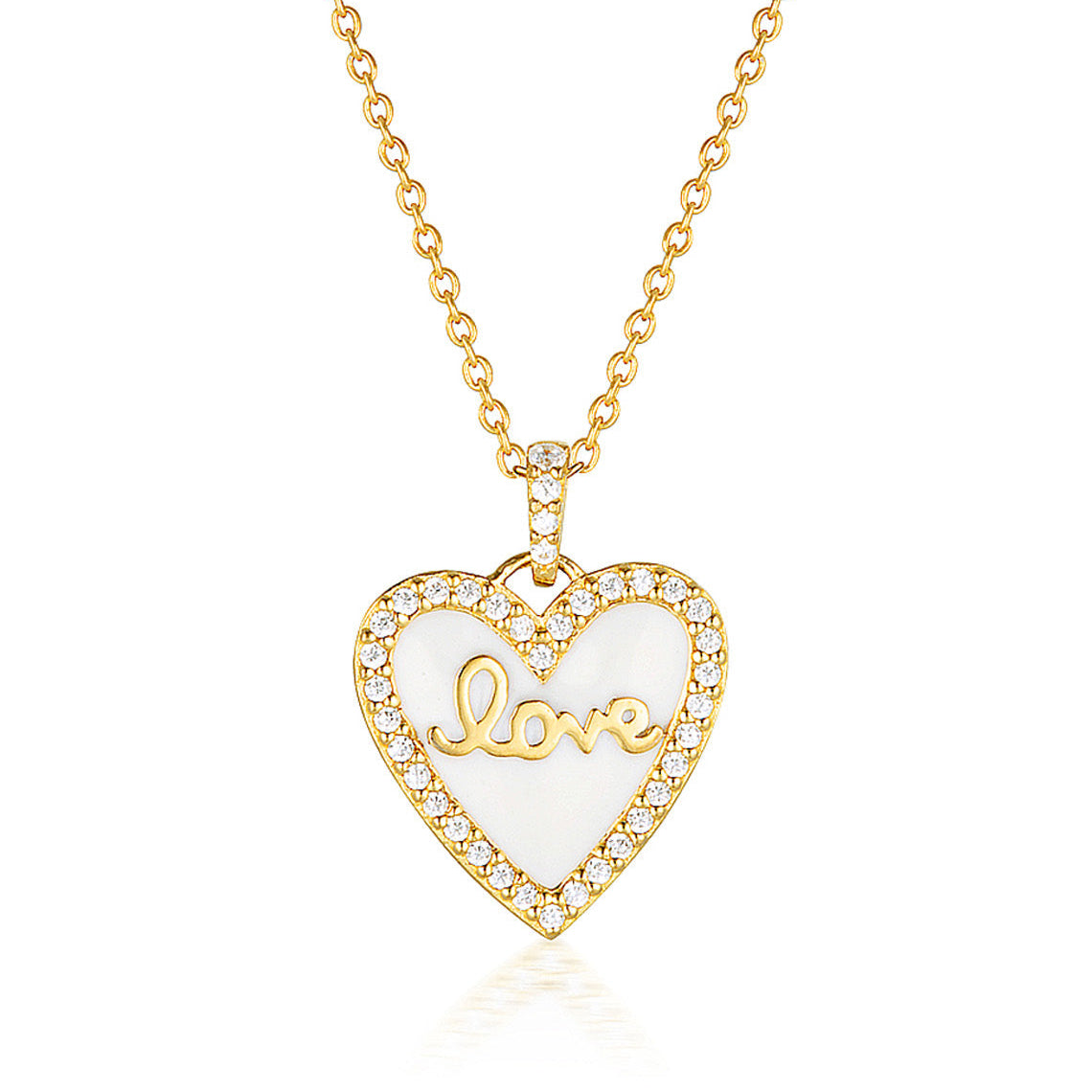 Reflection Enamel Love Heart Pendant Gold